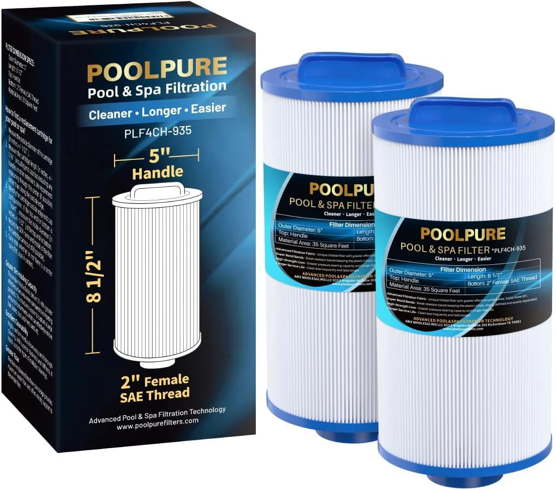 POOLPURE PLF4CH-935 Spa Filter Replaces 4CH-935, PWW35L hot tub Filter, 817-4035, FC-0170, SD-01235, PDC580-AFS, X268554, X268535, Waterway Teleweir 35 SF, Pure N Clean PC-0170 (2pack)