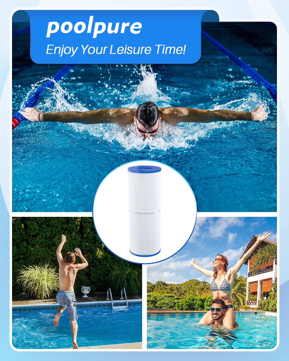 POOLPURE PLFPRB25-IN Hot Tub Filter Replace Unicel C-4326, Guardian 413-106, Filbur FC-2375, FC-2370, 3005845, 17-2327, 100586, 33521, 25392, 817-2500, 5X13 Drop in Spa Filter 1 Pack - Image 3