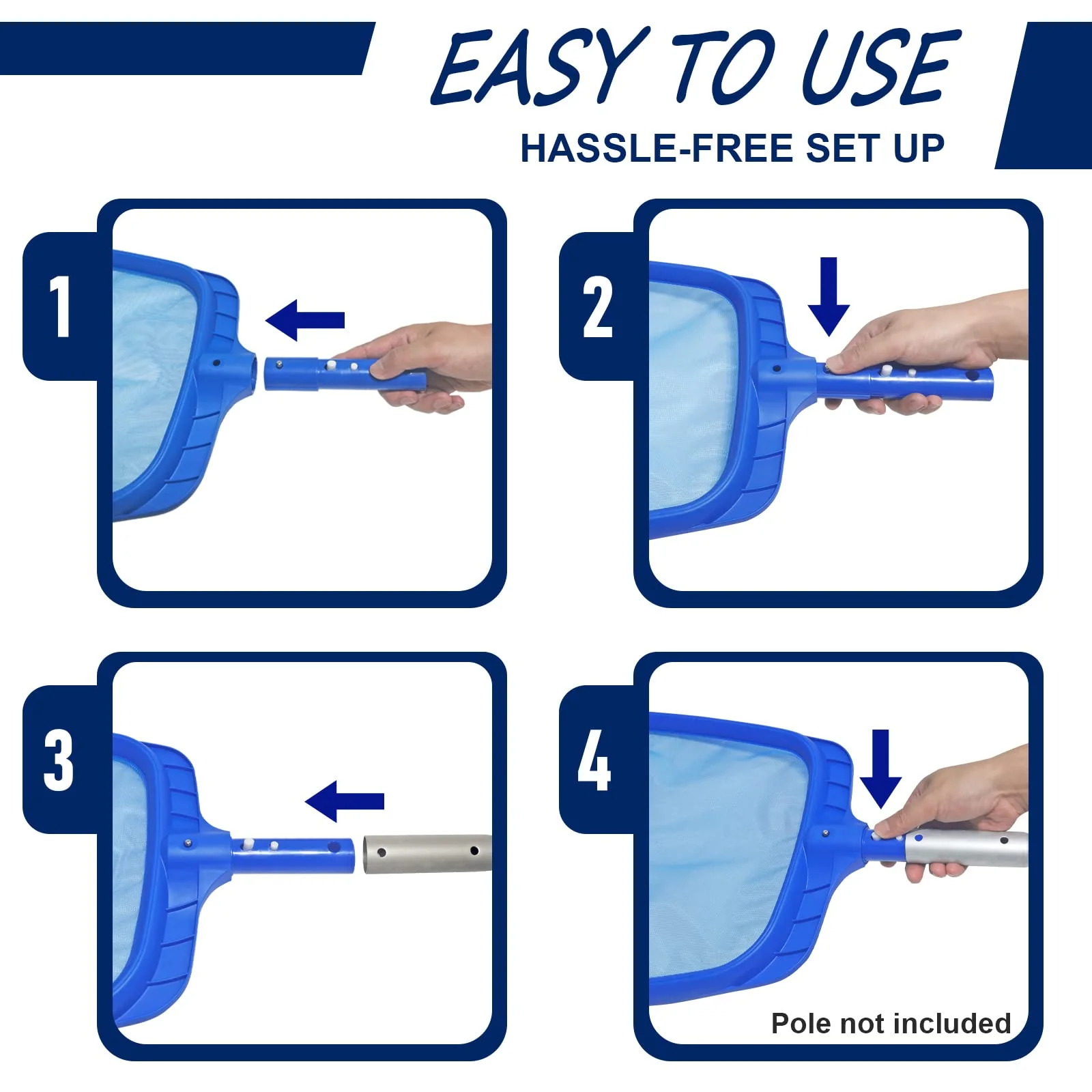 Poolvio Heavy Duty Swimming Pool Leaf Skimmer Net with Strong Reinforced Handle for Cleaning Swimming Pools, Hot Tubs, Spas and Fountains - Image 7