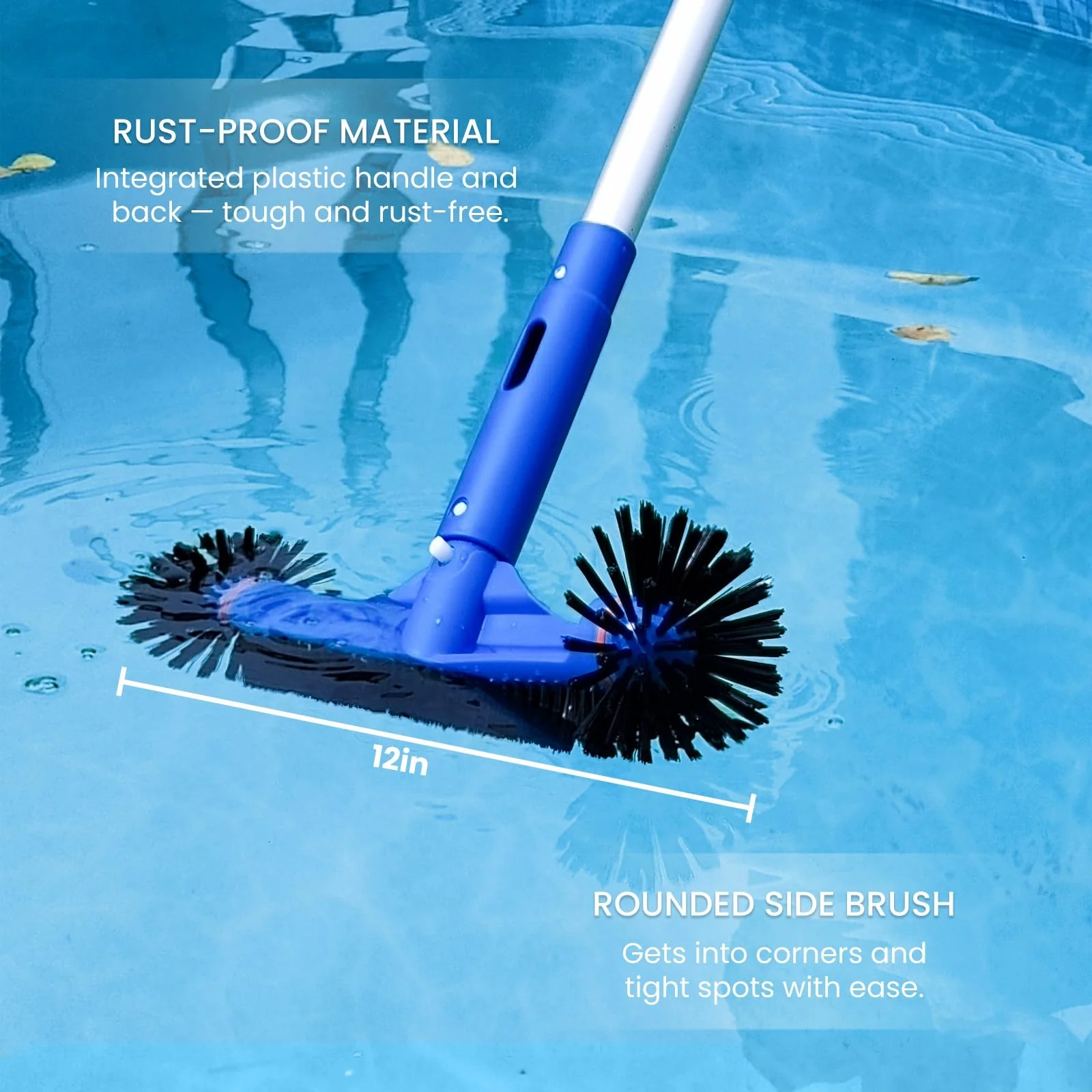 Poolvio Pool Cleaning Kit with Spa Jet Vacuum Cleaner, 8-Foot Pole, Leaf Rake Net & Round Brush for Inflatable and Above-Ground Pools - Image 3