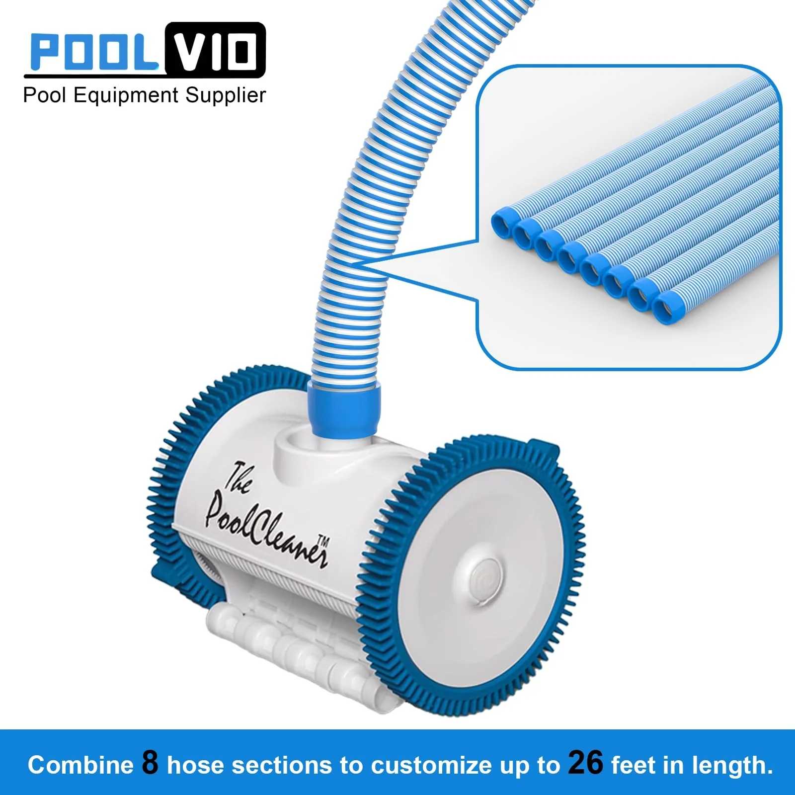 Poolvio Pool Vacuum Hose 26 Feet (8 x 40 Inch), 1.5 Inch Cuffs, Compatible with Most Inground Automatic Cleaners - Image 4