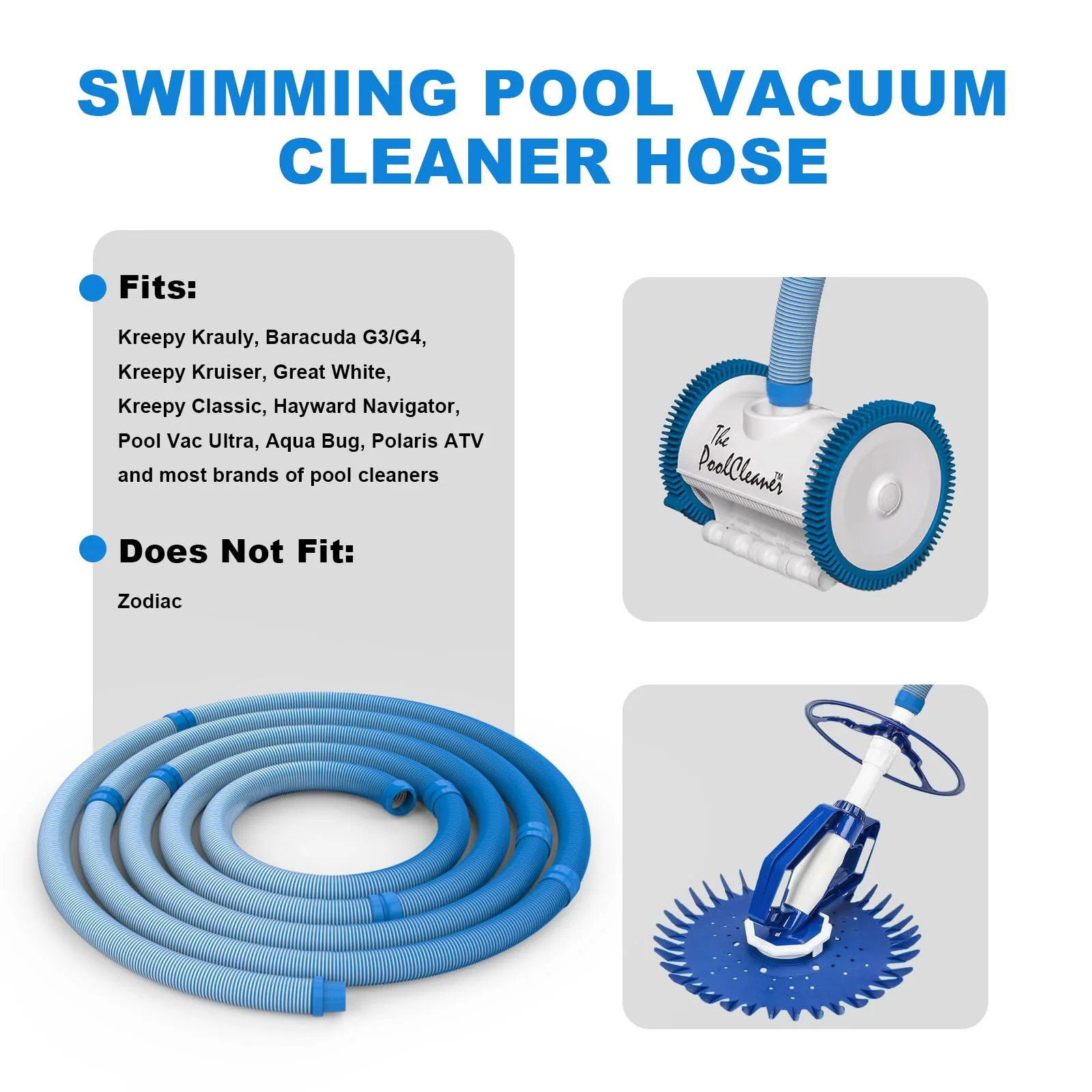 Poolvio Pool Vacuum Hose 26 Feet (8 x 40 Inch), 1.5 Inch Cuffs, Compatible with Most Inground Automatic Cleaners - Image 6