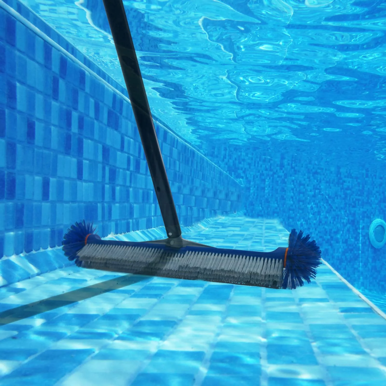 Poolvio Professional 17.5" Floor & Wall Pool Cleaning Brush with Tough Around Nylon Bristles, EZ Clip Aluminum Handle- Easily Sweep from Walls, Floors, Steps - Image 4