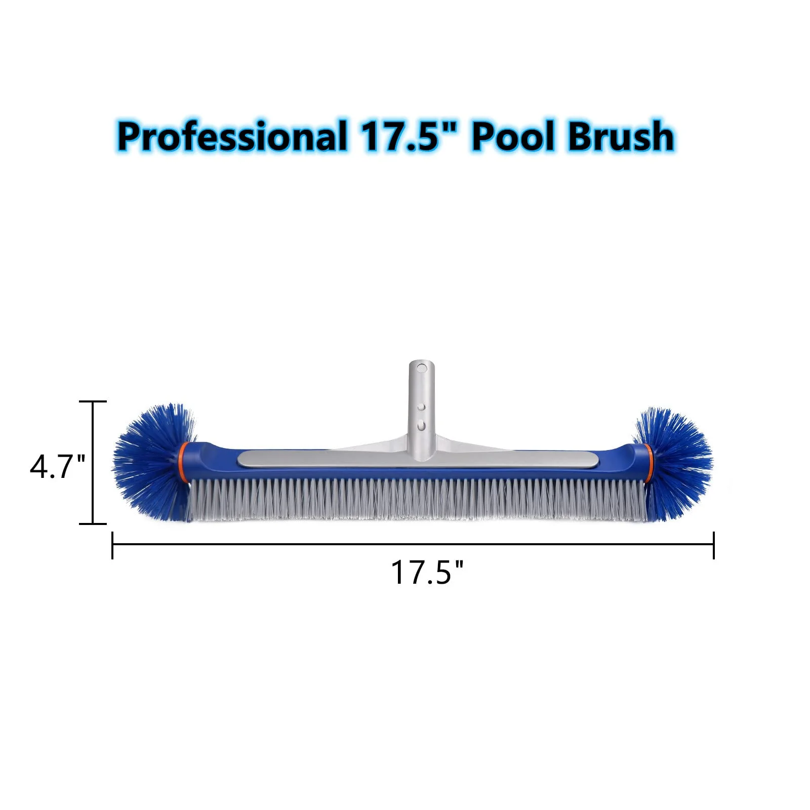 Poolvio Professional 17.5" Floor & Wall Pool Cleaning Brush with Tough Around Nylon Bristles, EZ Clip Aluminum Handle- Easily Sweep from Walls, Floors, Steps - Image 7