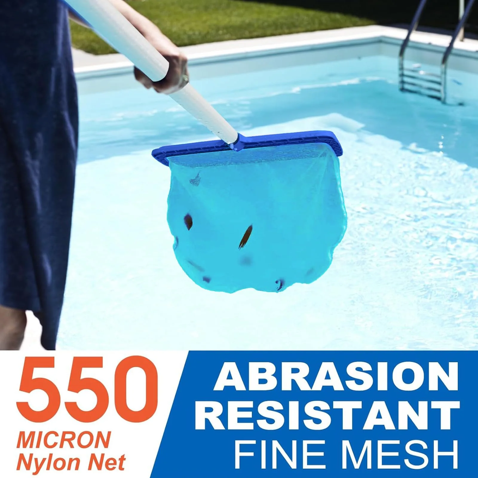 Poolvio Professional Pool Net, Upgraded Self-Repair Heavy Duty Nylon Mesh, Pool Skimmer Net with Extra Wide Scoop Edge, Pool Nets for Cleaning Leaves, Debris(No Pole) - Image 5