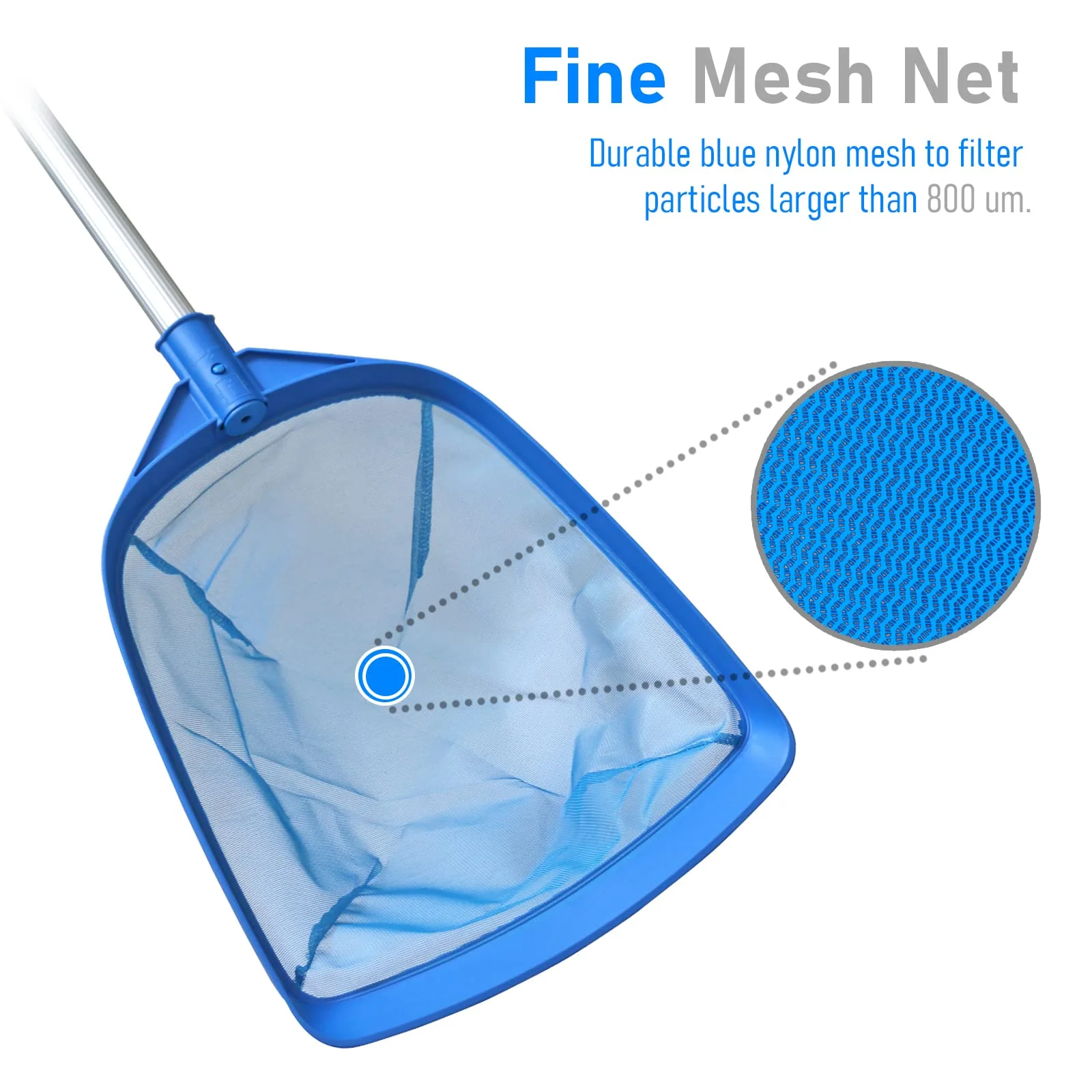 Poolvio Swimming Pool Leaf Skimmer Net, with 5 Sections Telescopic Aluminum Pole & Nylon Medium Fine Mesh Pool Net, Pool Cleaning Tool for Removing Leaves & Debris - Image 5