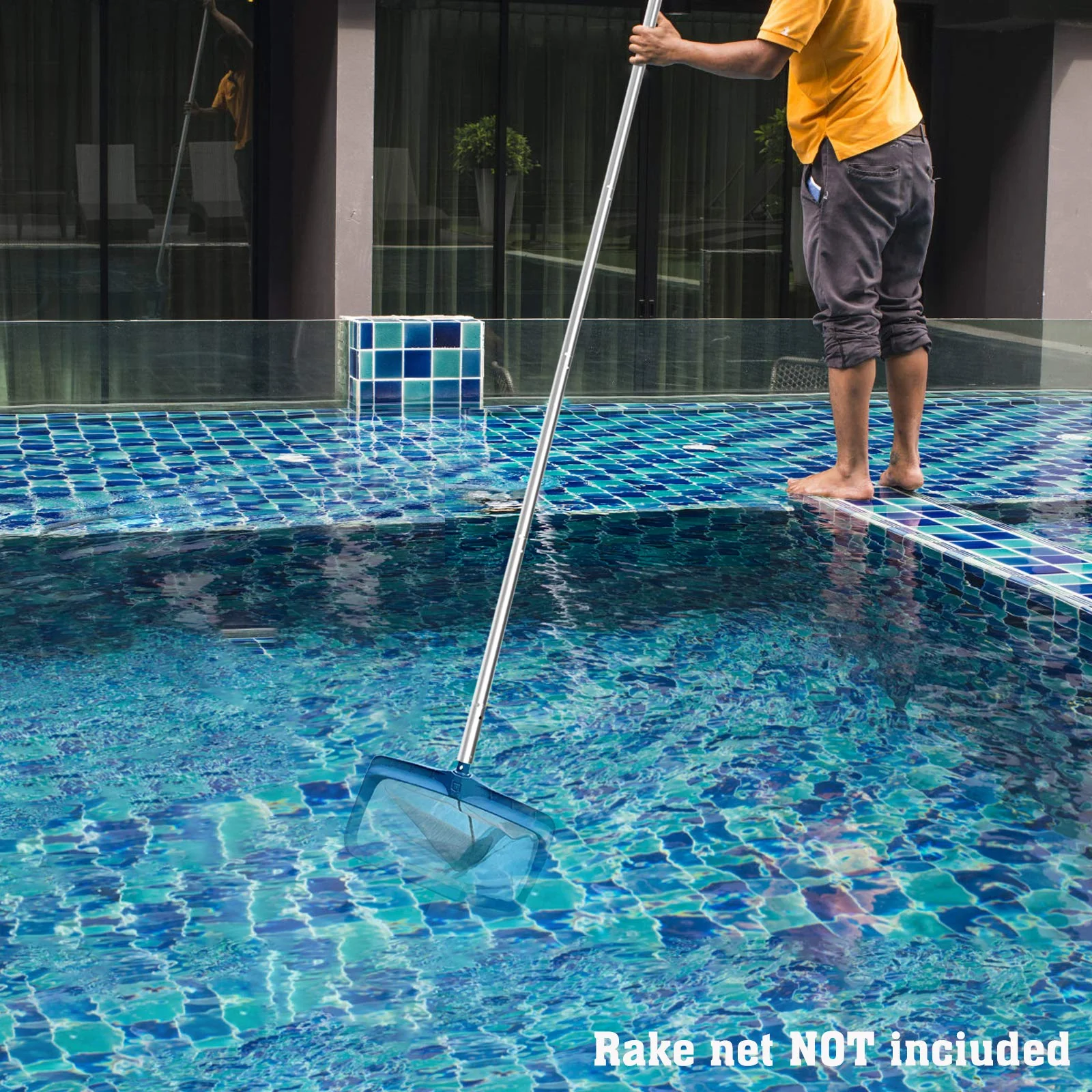 POOLWHALE 10.5 Foot Premium Aluminum Telescopic Swimming Pool Pole, Special Stripes Texture Strong Grip, Adjustable 8 Pieces 1.0 mm Expandable Step-Up, for Skimmer Nets, Vacuum Heads and Brushes - Image 3
