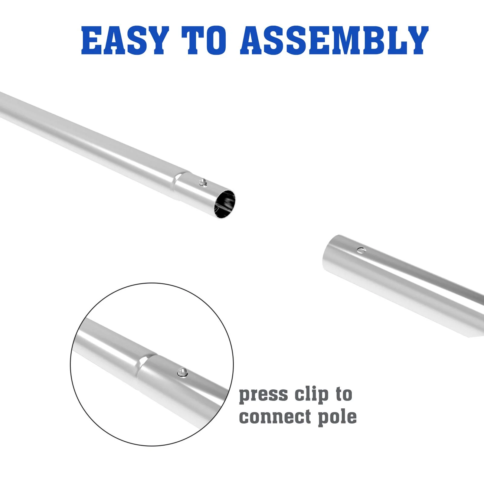 POOLWHALE 10.5 Foot Premium Aluminum Telescopic Swimming Pool Pole, Special Stripes Texture Strong Grip, Adjustable 8 Pieces 1.0 mm Expandable Step-Up, for Skimmer Nets, Vacuum Heads and Brushes - Image 5