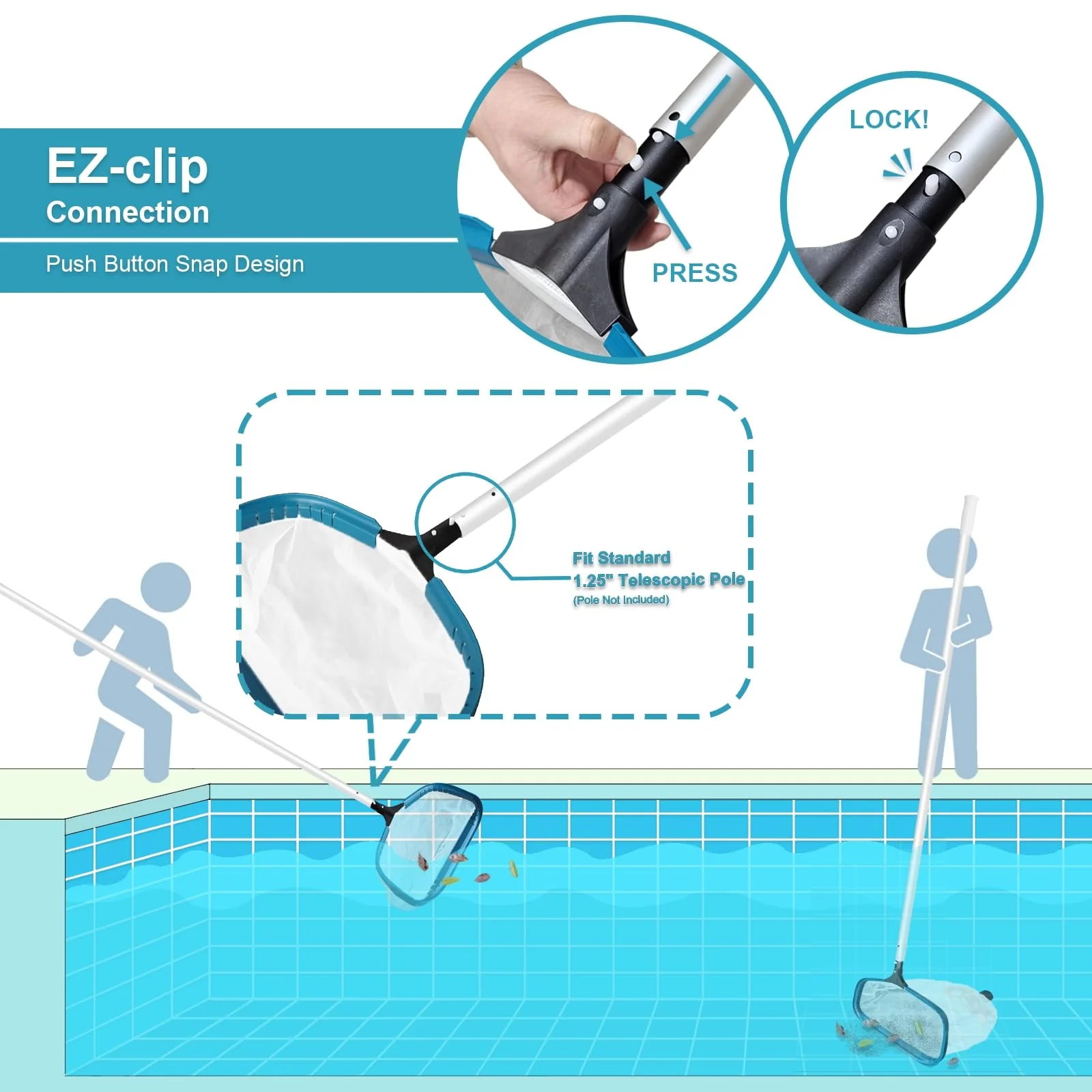 POOLWHALE Pool Net - Professional 20" Swimming Pool Leaf Skimmer Rake, Aluminum Frame Deep Nylon Bag, Ultra Fine Mesh Nets for Cleaning Leaves, Sand, Pollen, Finest Debris (No Pole) - Image 7