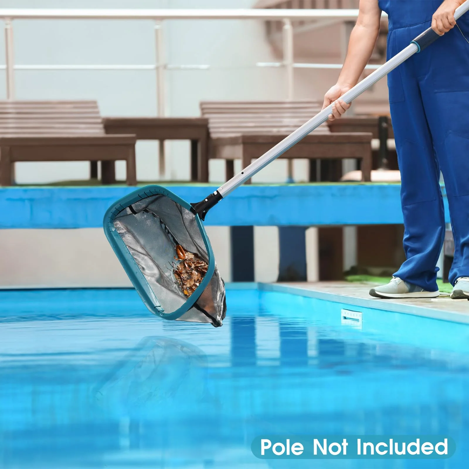 POOLWHALE Pool Skimmer Net Rake, Aluminum Frame Deep Nylon Net, Ultra Fine Mesh Pool Nets for Cleaning Leaves, Debris & Swimming Pools Skimming - Image 2