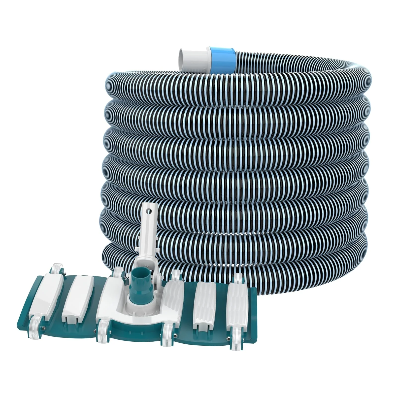POOLWHALE Professional 1-1/2-Inch x 36-Feet Swimming Pool Vacuum Hoses and Weighted Rotatable Handle Vacuum Head with Wheels, Perfect for Above Ground and Inground Pools