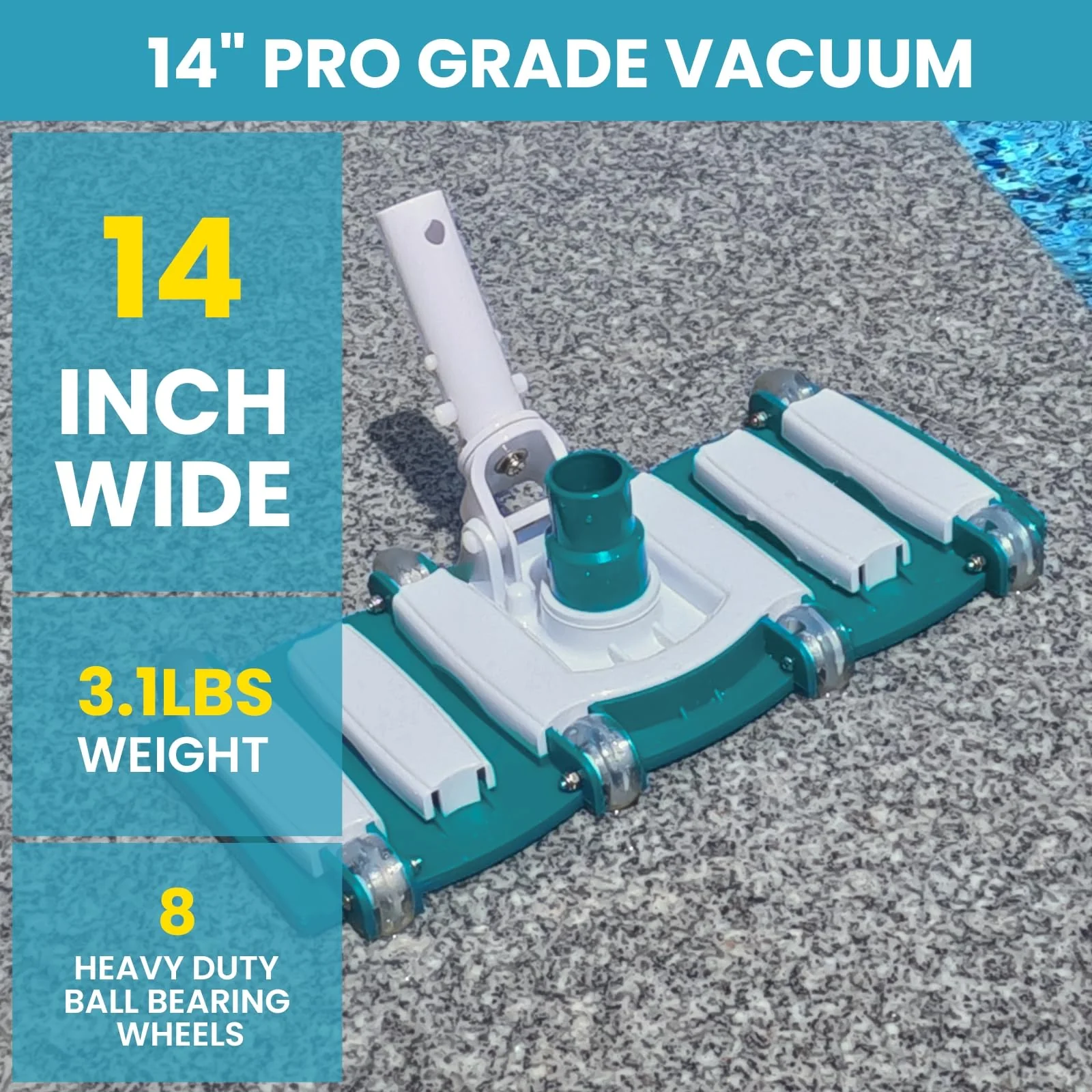 POOLWHALE Professional 1-1/2-Inch x 36-Feet Swimming Pool Vacuum Hoses and Weighted Rotatable Handle Vacuum Head with Wheels, Perfect for Above Ground and Inground Pools - Image 5