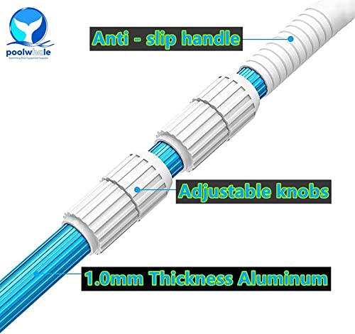 POOLWHALE Professional 12 Feet Blue Anodized Aluminum Telescopic Swimming Pool Pole,Adjustable 3 Piece Expandable Step-Up,for Skimmer Nets, Vacuum Heads and Brushes, Strong Grip & Lock - Image 8