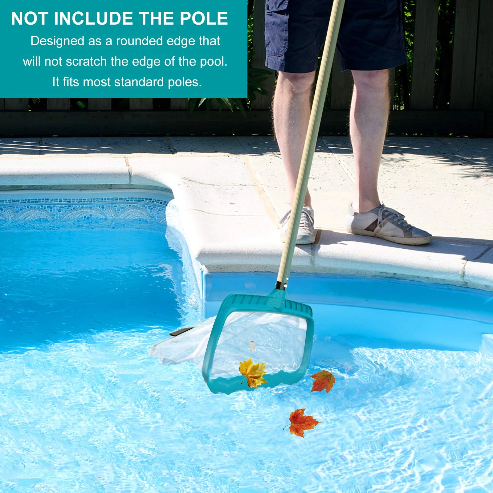 POOLWHALE Professional Pool Skimmer Net, Heavy Duty Swimming Leaf Rake Cleaning Tool with Deep Fine Nylon Mesh Net Bag - Fast Cleaning,Easy Scoop Edge,Debris Pickup Removal (No Pole) - Image 3