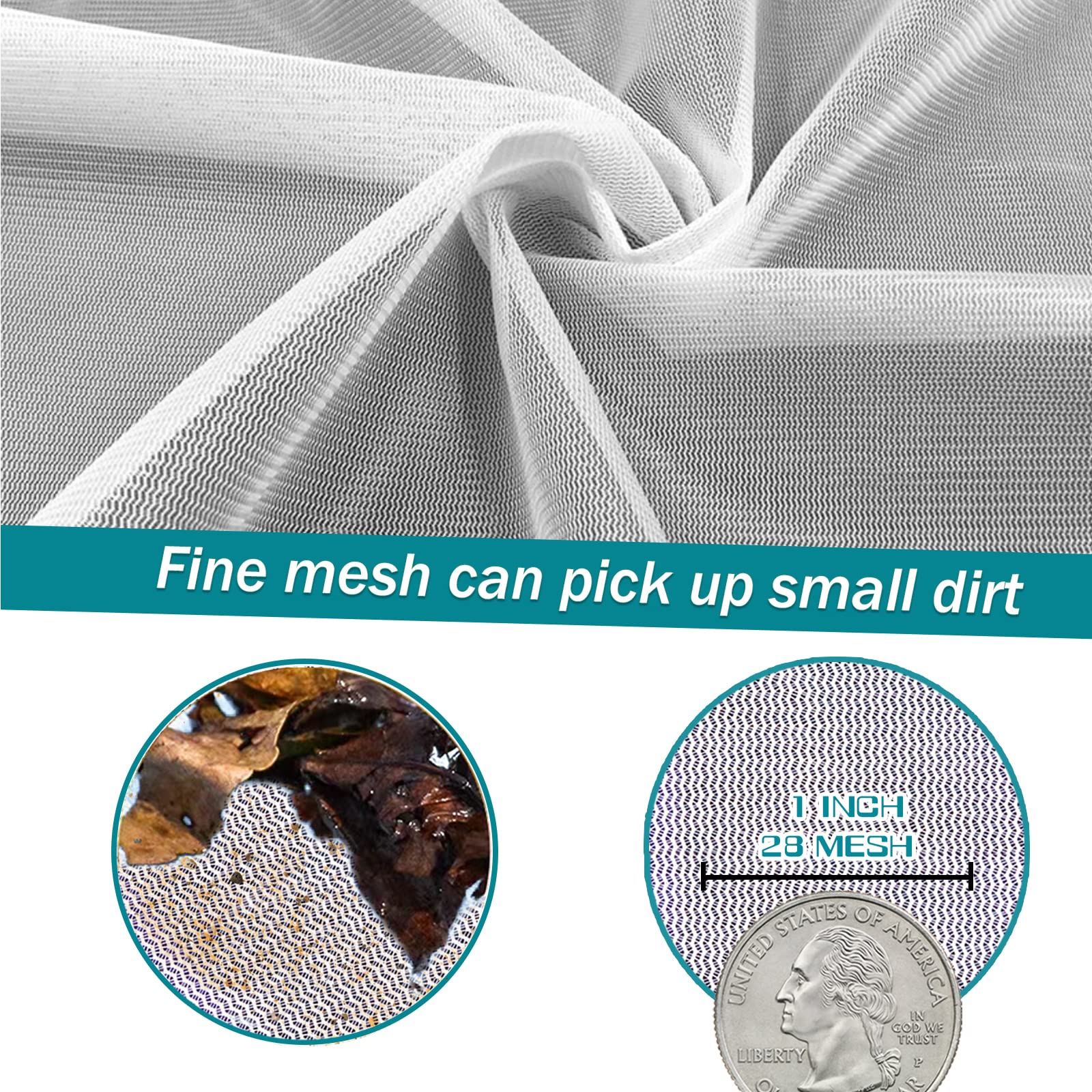 POOLWHALE Professional Pool Skimmer Net, Heavy Duty Swimming Leaf Rake Cleaning Tool with Deep Fine Nylon Mesh Net Bag - Fast Cleaning,Easy Scoop Edge,Debris Pickup Removal (No Pole) - Image 6