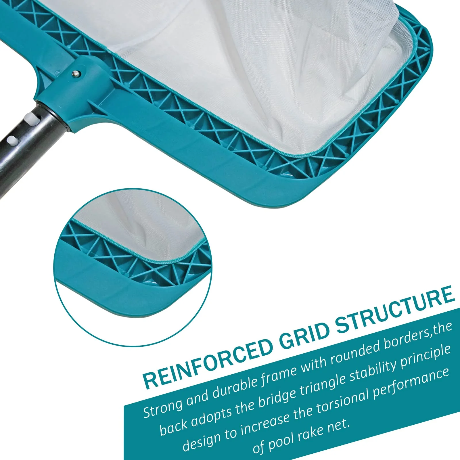 POOLWHALE Professional Pool Skimmer Net, Heavy Duty Swimming Leaf Rake Cleaning Tool with Deep Fine Nylon Mesh Net Bag - Fast Cleaning,Easy Scoop Edge,Debris Pickup Removal (No Pole) - Image 7