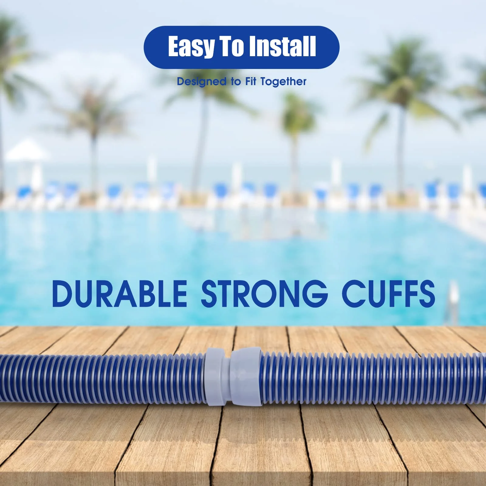 POOLWHALE Professional Swimming Pool Vacuum Cleaner Hose -1.5” 8 Piece Hoses, Perfect Vacuum Extension/Replacement - Compatible with all Major Automatic Pool Cleaners - Image 4