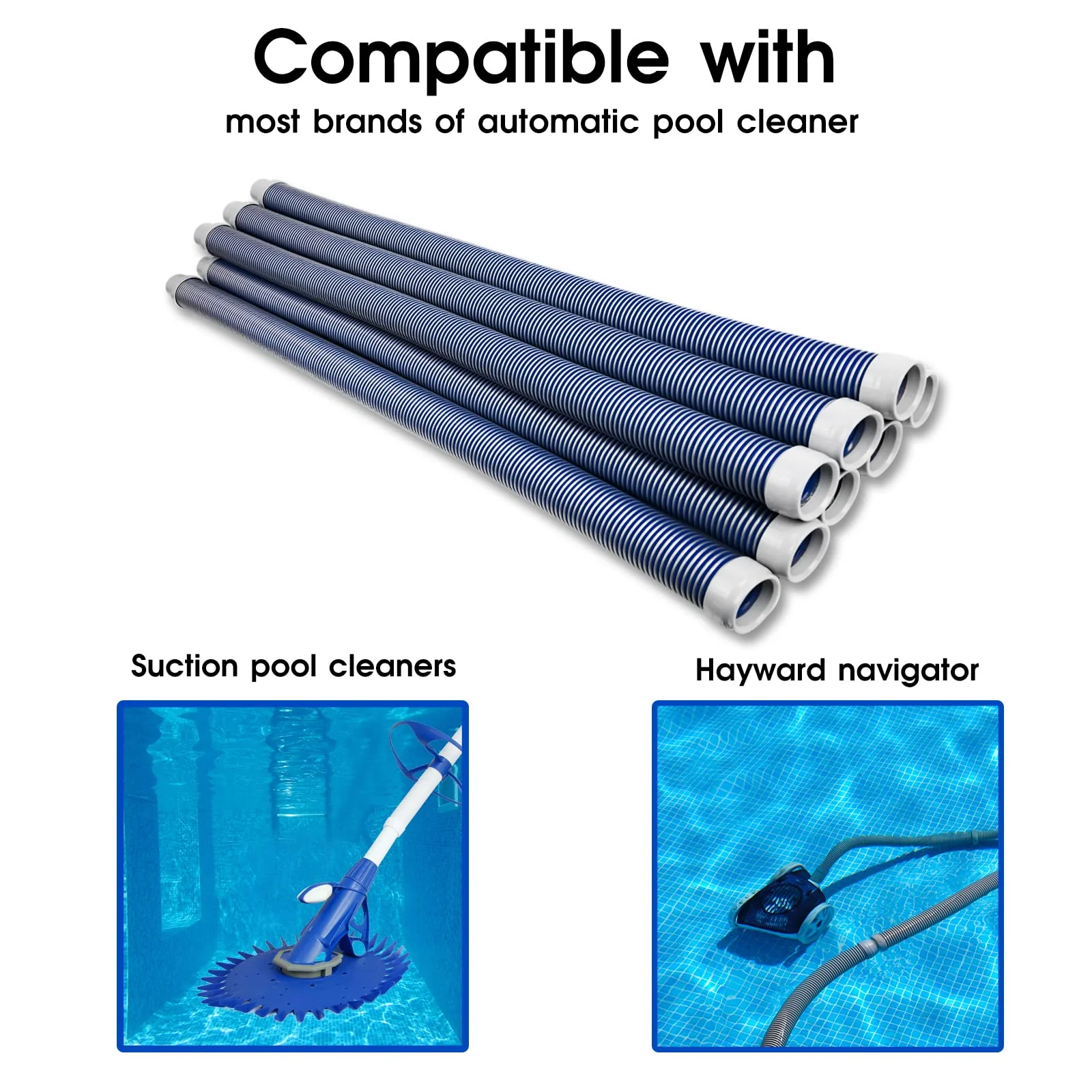 POOLWHALE Professional Swimming Pool Vacuum Cleaner Hose -1.5” 8 Piece Hoses, Perfect Vacuum Extension/Replacement - Compatible with all Major Automatic Pool Cleaners - Image 6