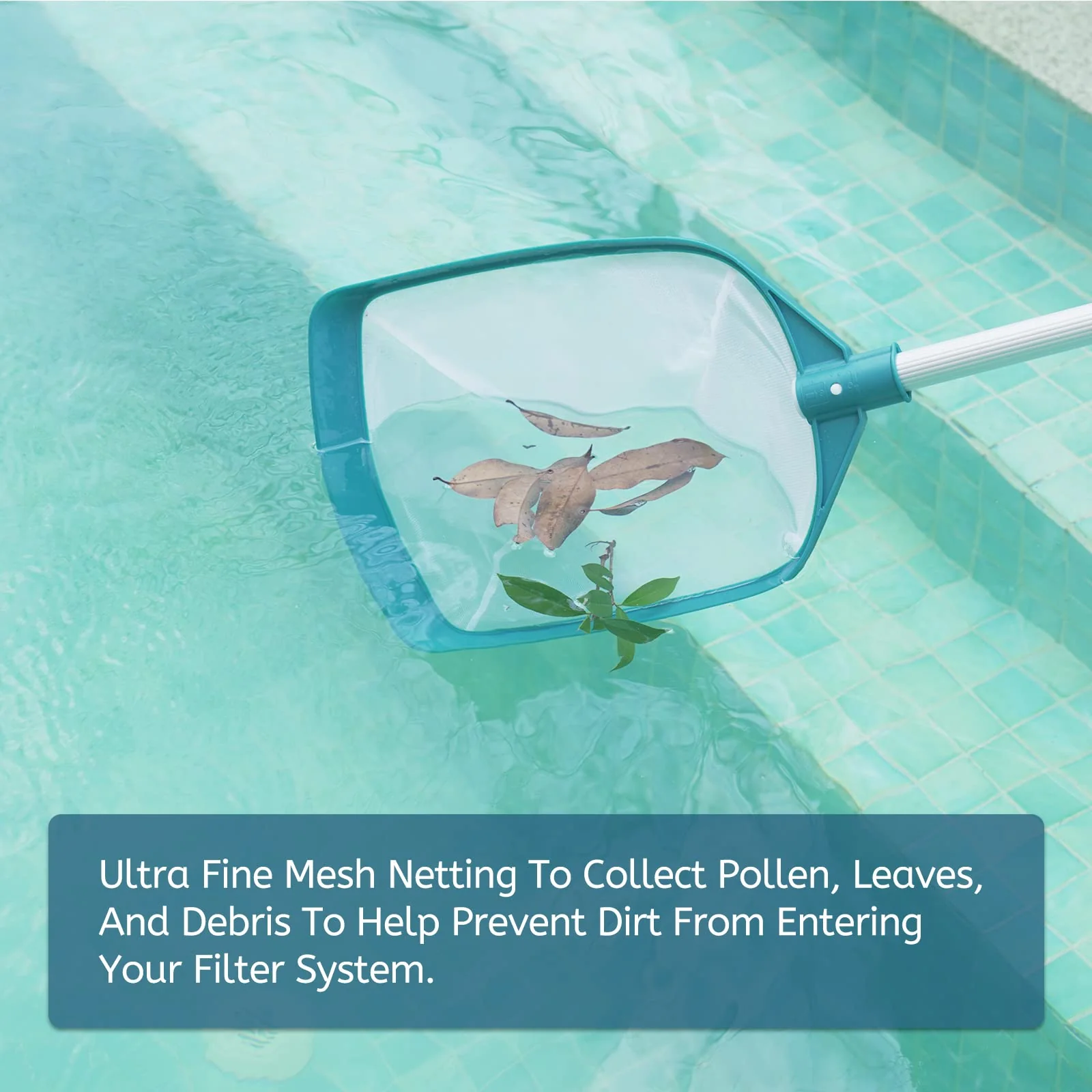 POOLWHALE Upgrades Swimming Pool Leaf Net Skimmer Rake with Adjustable Aluminum Pole and Nylon Medium Fine Mesh for Cleaning Swimming Pools, Hot Tubs, Spas and Fountains - Image 3