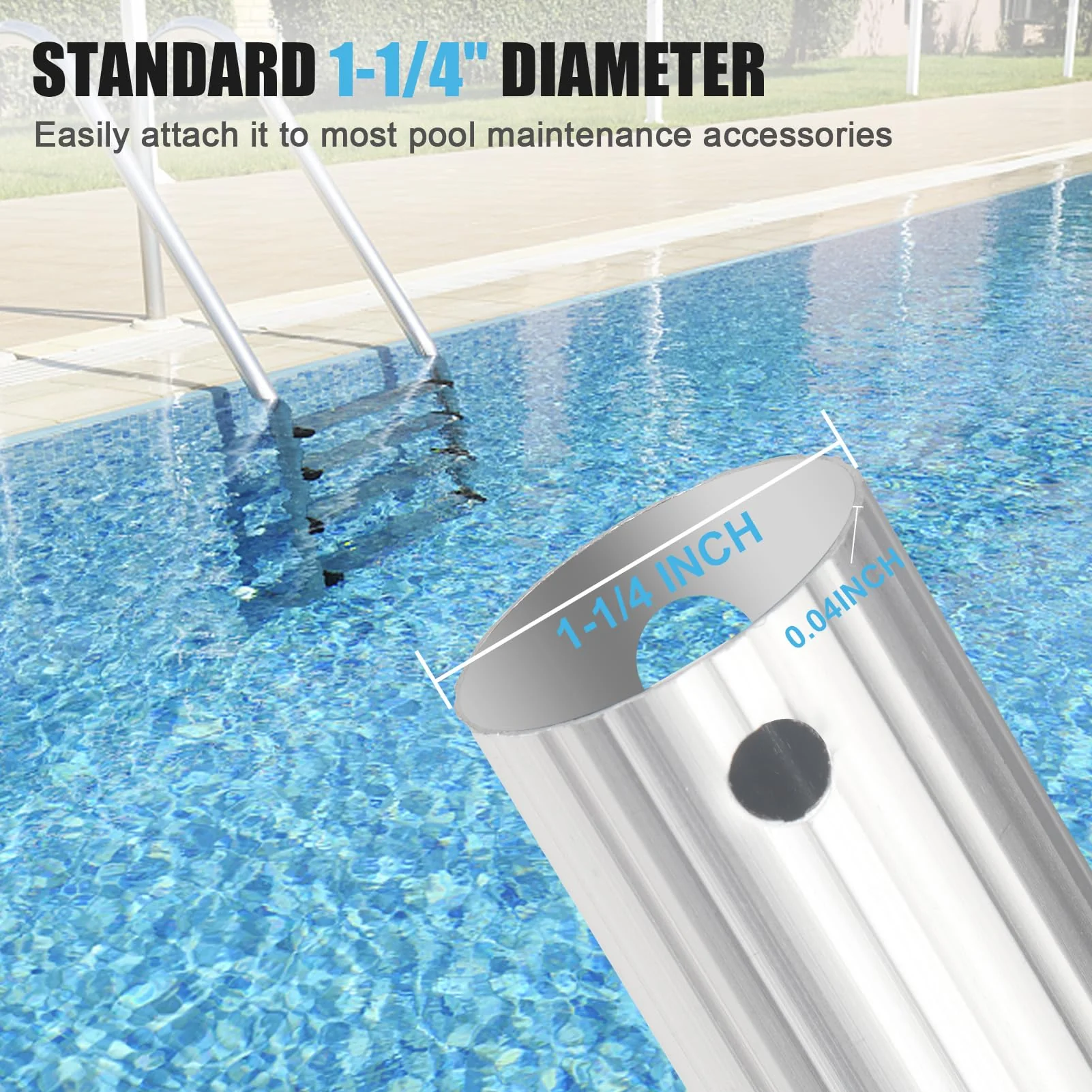 POOPLE Professional 16 Foot Telescopic Aluminum Swimming Pool Pole - Attach Connect Skimmer Nets, Rakes, Brushes, Vacuum Heads Cleaning - Image 5