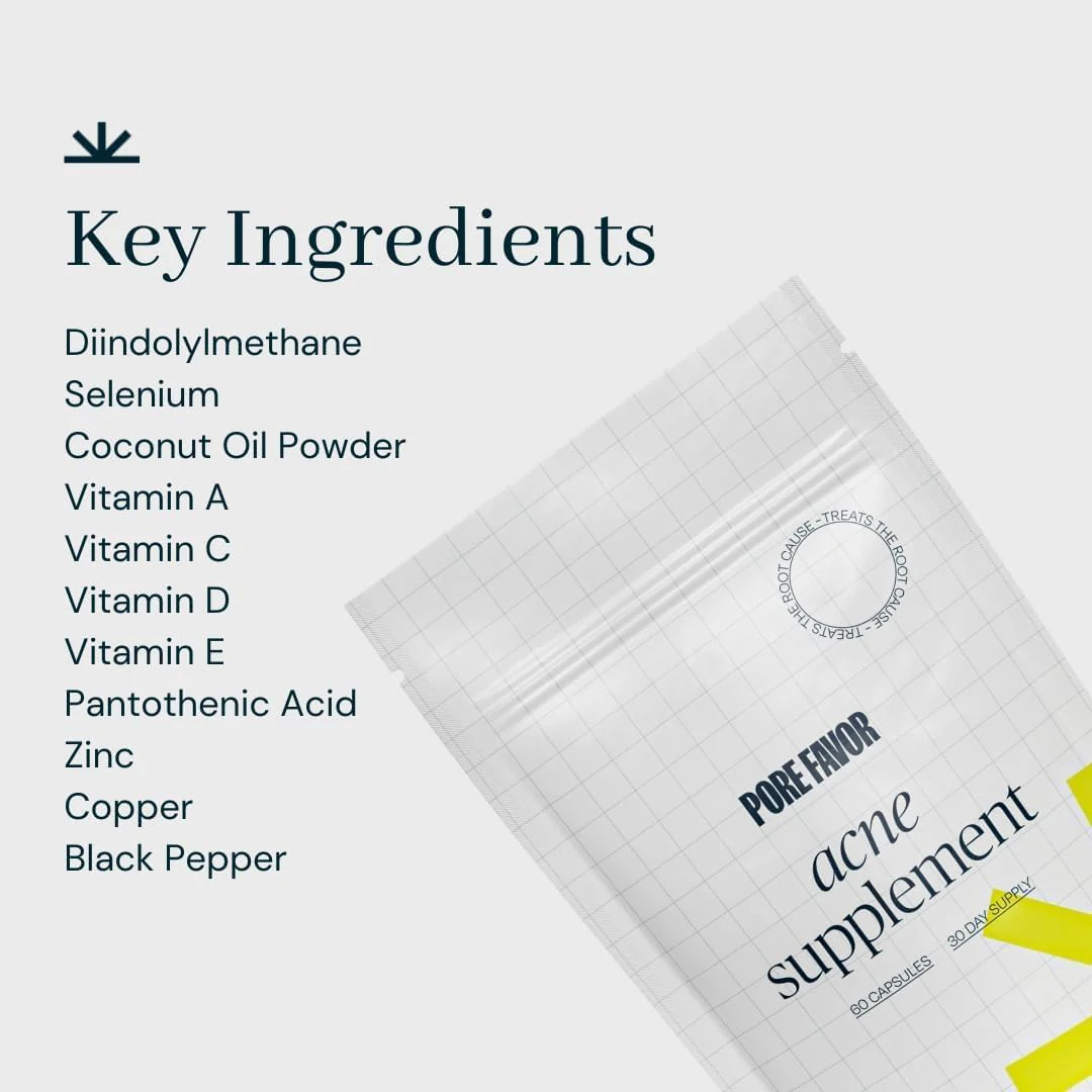 Pore Favor Skin Support Supplement with DIM, Zinc, Vitamins A C D E and Selenium – Wellness Formula for Men and Women – Helps Maintain Balanced-Skin and Overall Complexion – Once-Daily Capsules - Image 5