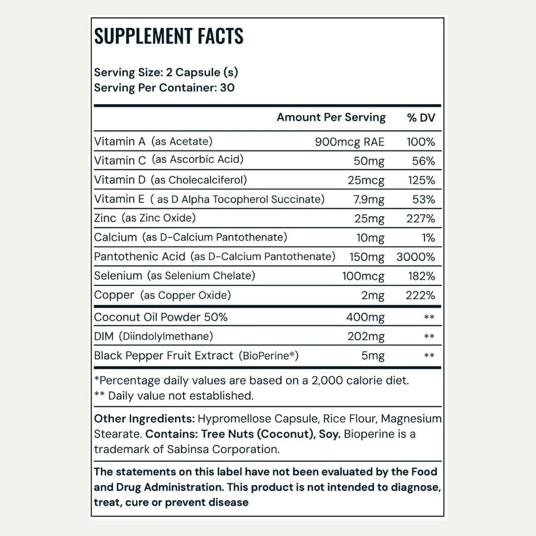 Pore Favor Skin Support Supplement with DIM, Zinc, Vitamins A C D E and Selenium – Wellness Formula for Men and Women – Helps Maintain Balanced-Skin and Overall Complexion – Once-Daily Capsules - Image 7