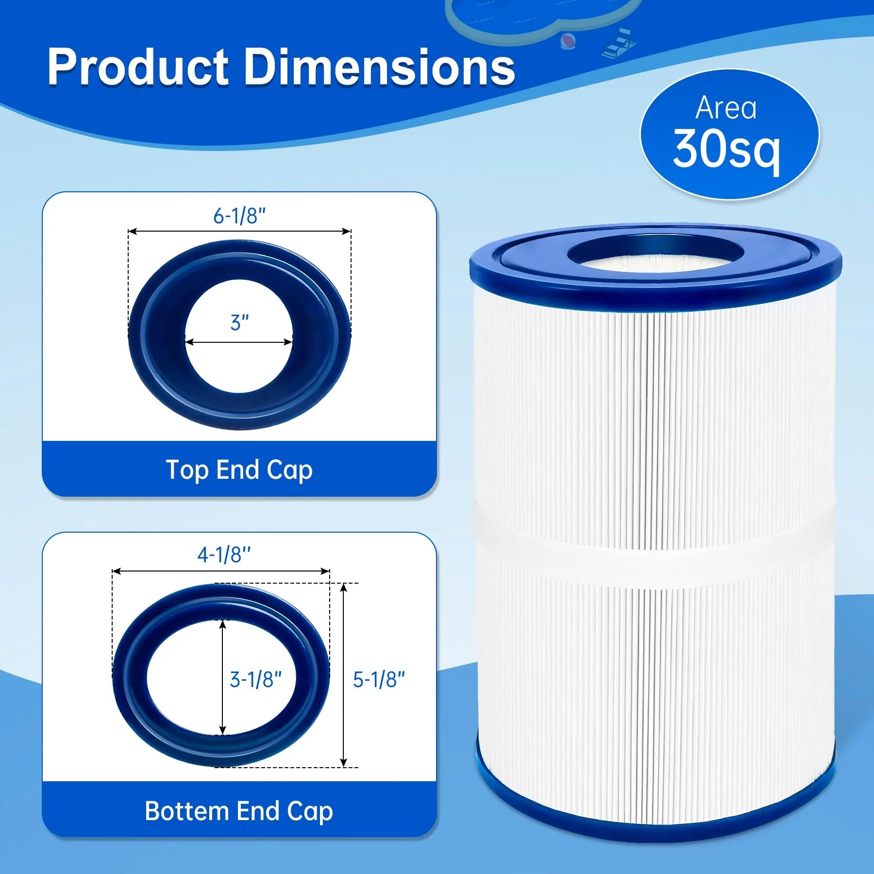 Porscan PDM30 Oval Spa Filter Fit for Dream Maker Hot Tubs 461269, Filbur FC9940, Crossover 730L 730S, Odyssey, Big EZ, EZL, 30 sq.ft Hot Tub Filter Cartridge, 2 Pack - Image 4