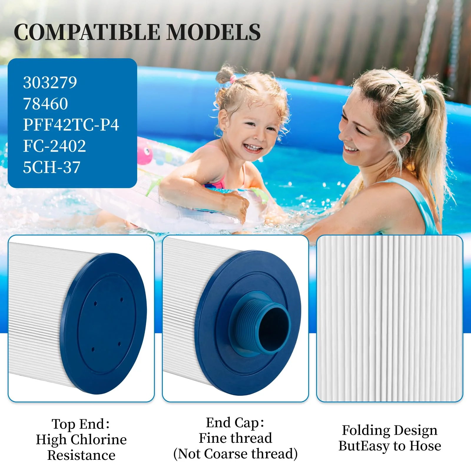 Porscan Spa Filter Replacement for Watkins 303279 Filbur FC-2402, Hot Tub Filter Cartridge 5CH-37 PFF42TC-P4 78460 Conpatible with LifeSmart, Free Flow, AquaTerra, Fantasy - 1 Pack - Image 4