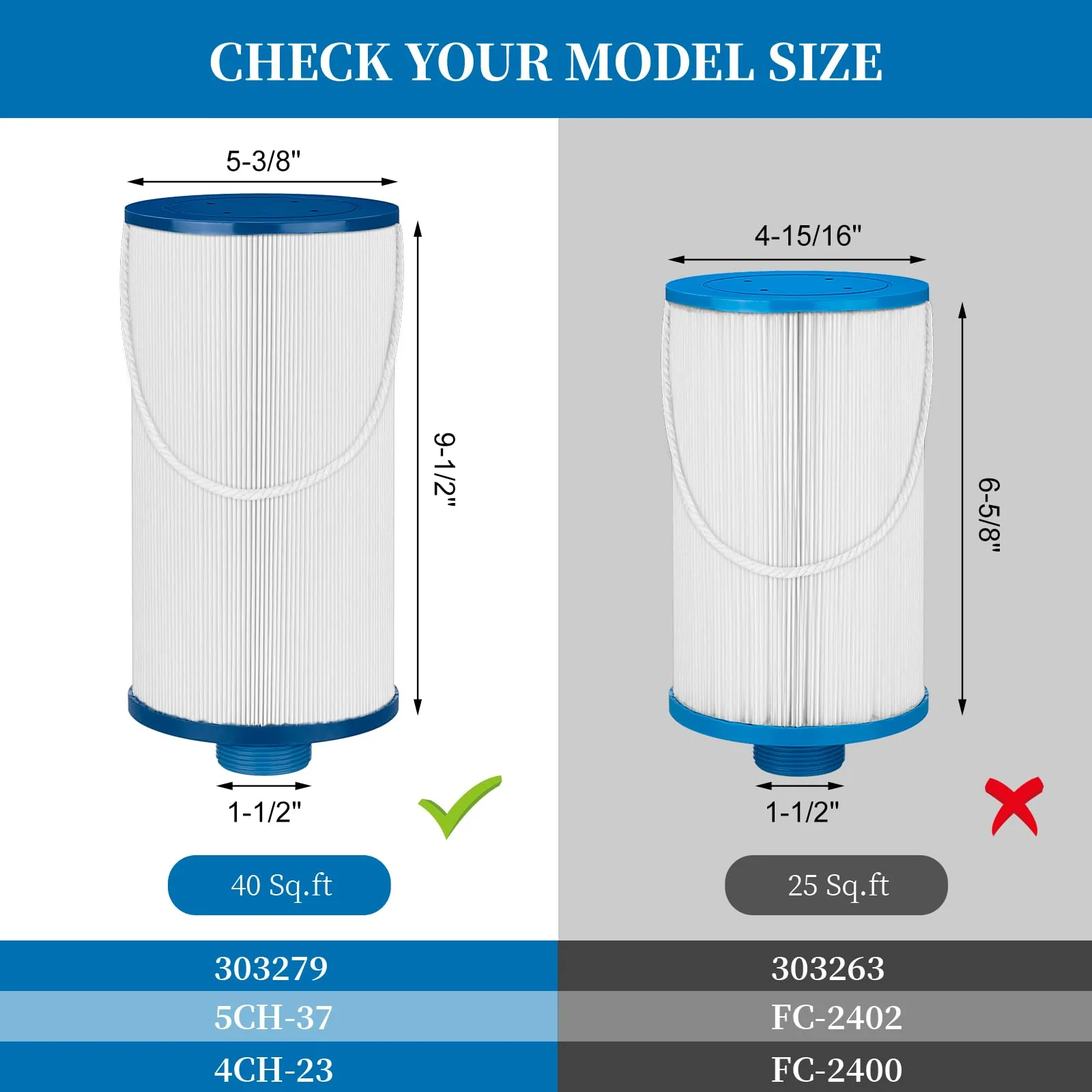 Porscan Spa Filter Replacement for Watkins 303279 Filbur FC-2402, Hot Tub Filter Cartridge 5CH-37 PFF42TC-P4 78460 Conpatible with LifeSmart, Free Flow, AquaTerra, Fantasy - 2 Pack - Image 7