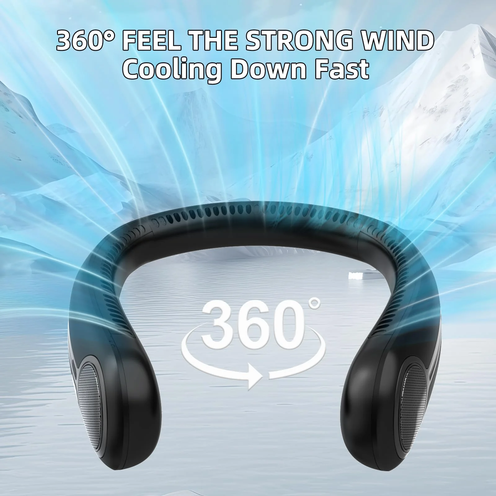 Portable Neck Fan,Hands Free Personal Wearable Bladeless Fan,6000mAh USB Rechargeable,360° Cooling,LED Display,4-Speeds,Birthday Gifts for Men Women Dad Mom,Stocking Stuffers Christmas Gifts (Black) - Image 8