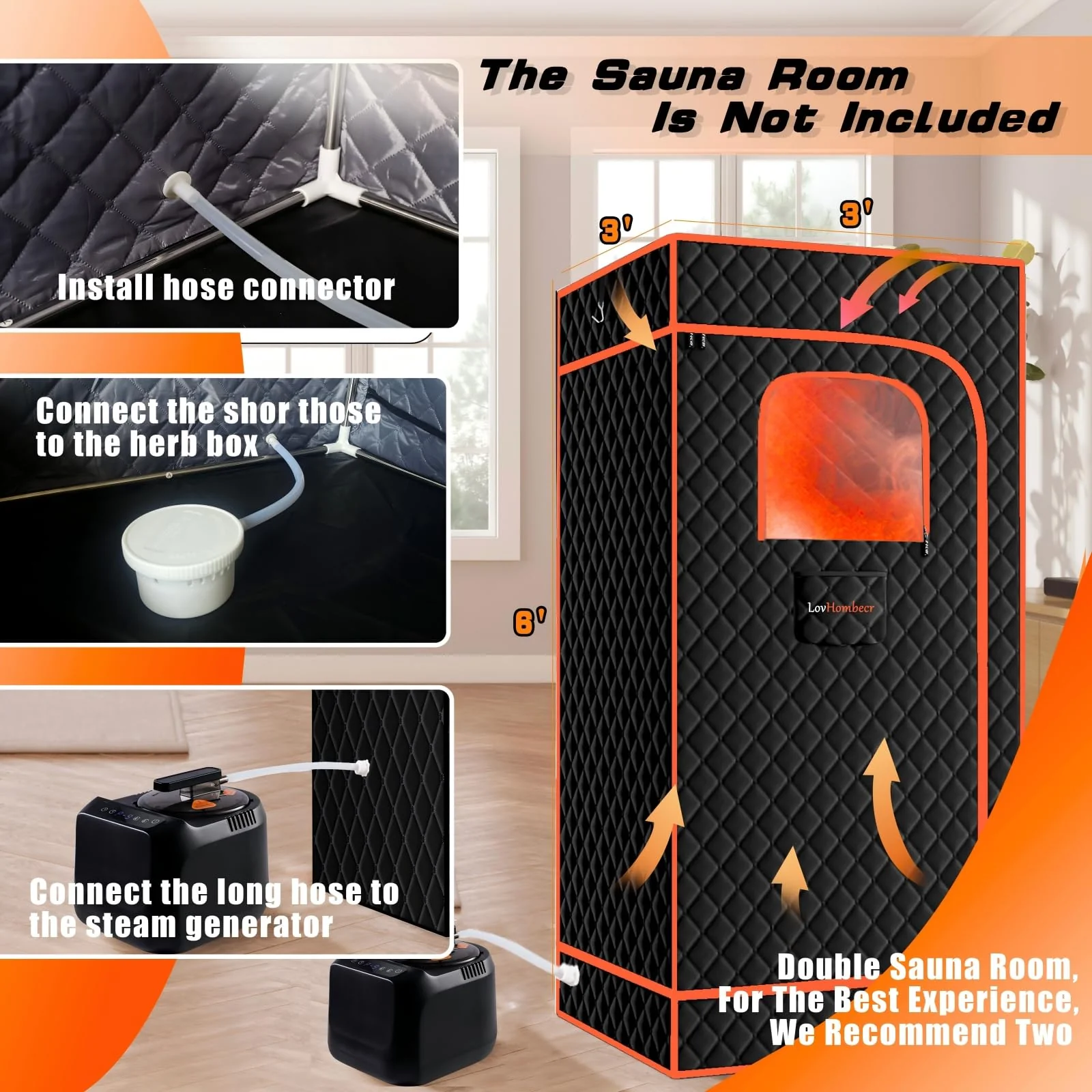 Portable Sauna Steamer Machine with Remote Control, 4L 1600W Upgrated Steam Generator for Sauna, 9 Levels, 120 MIN Timer, for Home Spa Sauna Accessories. - Image 3