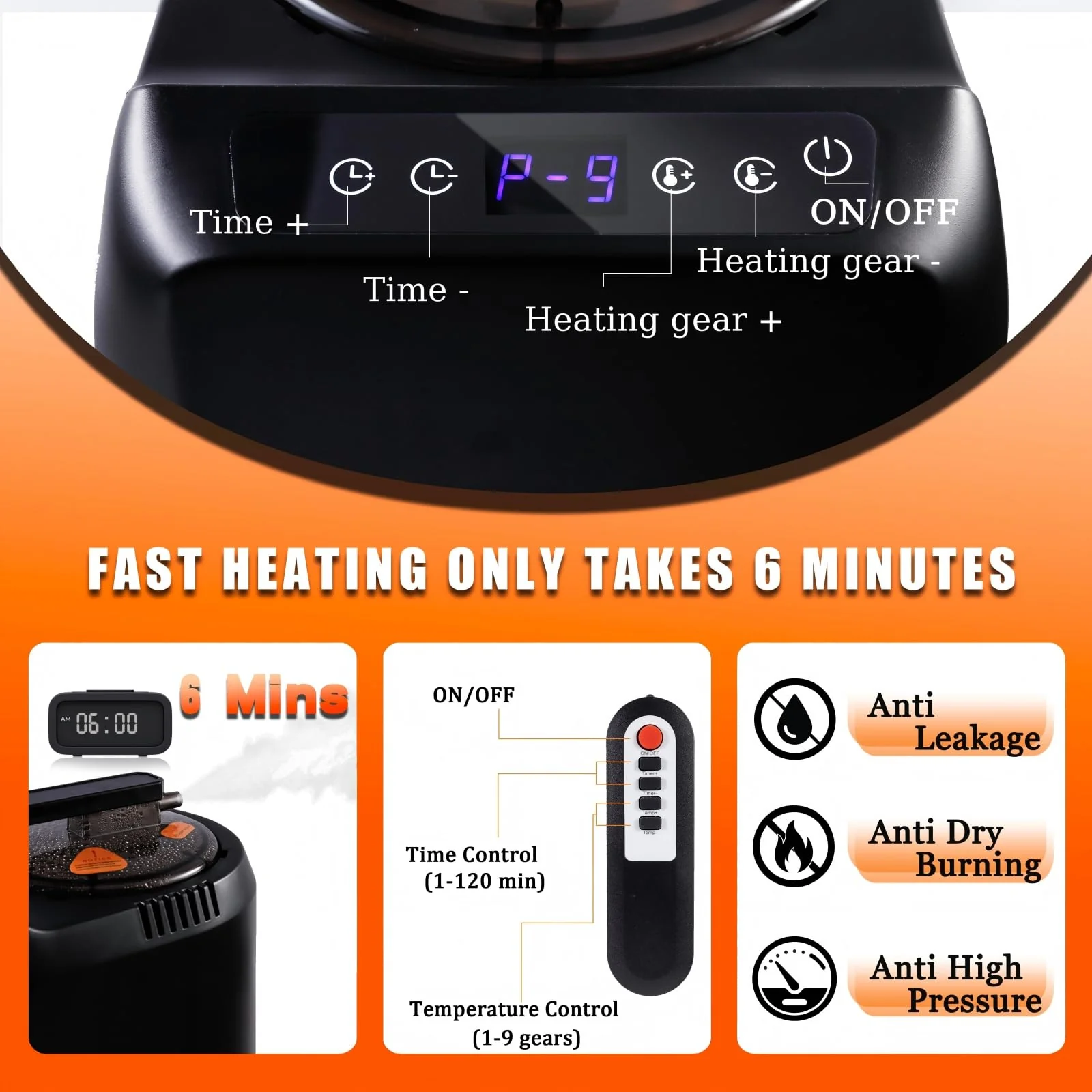 Portable Sauna Steamer Machine with Remote Control, 4L 1600W Upgrated Steam Generator for Sauna, 9 Levels, 120 MIN Timer, for Home Spa Sauna Accessories. - Image 4
