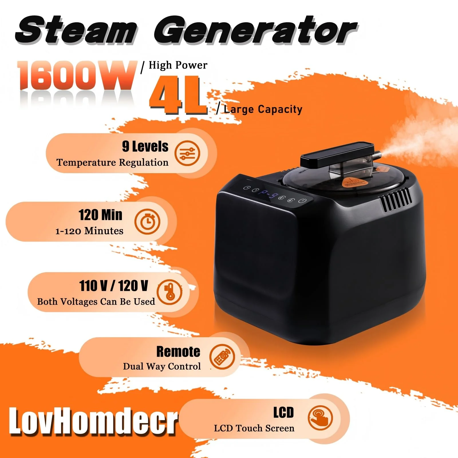 Portable Sauna Steamer Machine with Remote Control, 4L 1600W Upgrated Steam Generator for Sauna, 9 Levels, 120 MIN Timer, for Home Spa Sauna Accessories. - Image 7