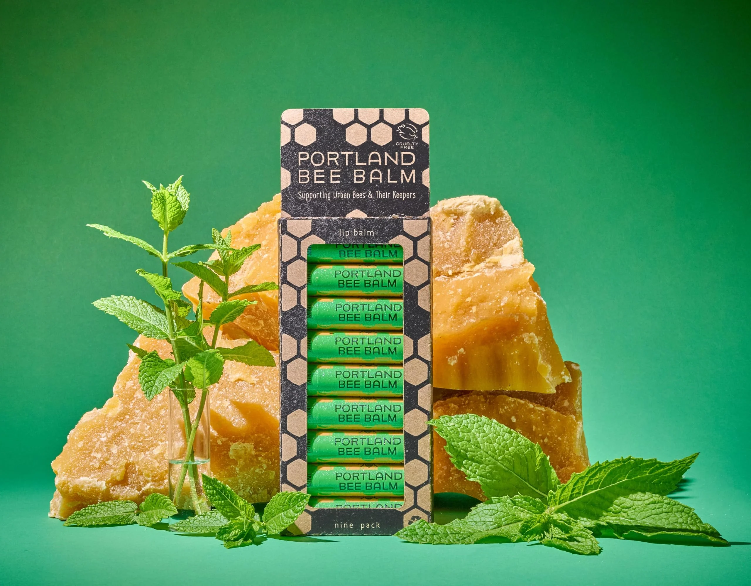 Portland Bee Balm All Natural Handmade Beeswax Based Lip Balm, Oregon Mint 9 Count - Image 6