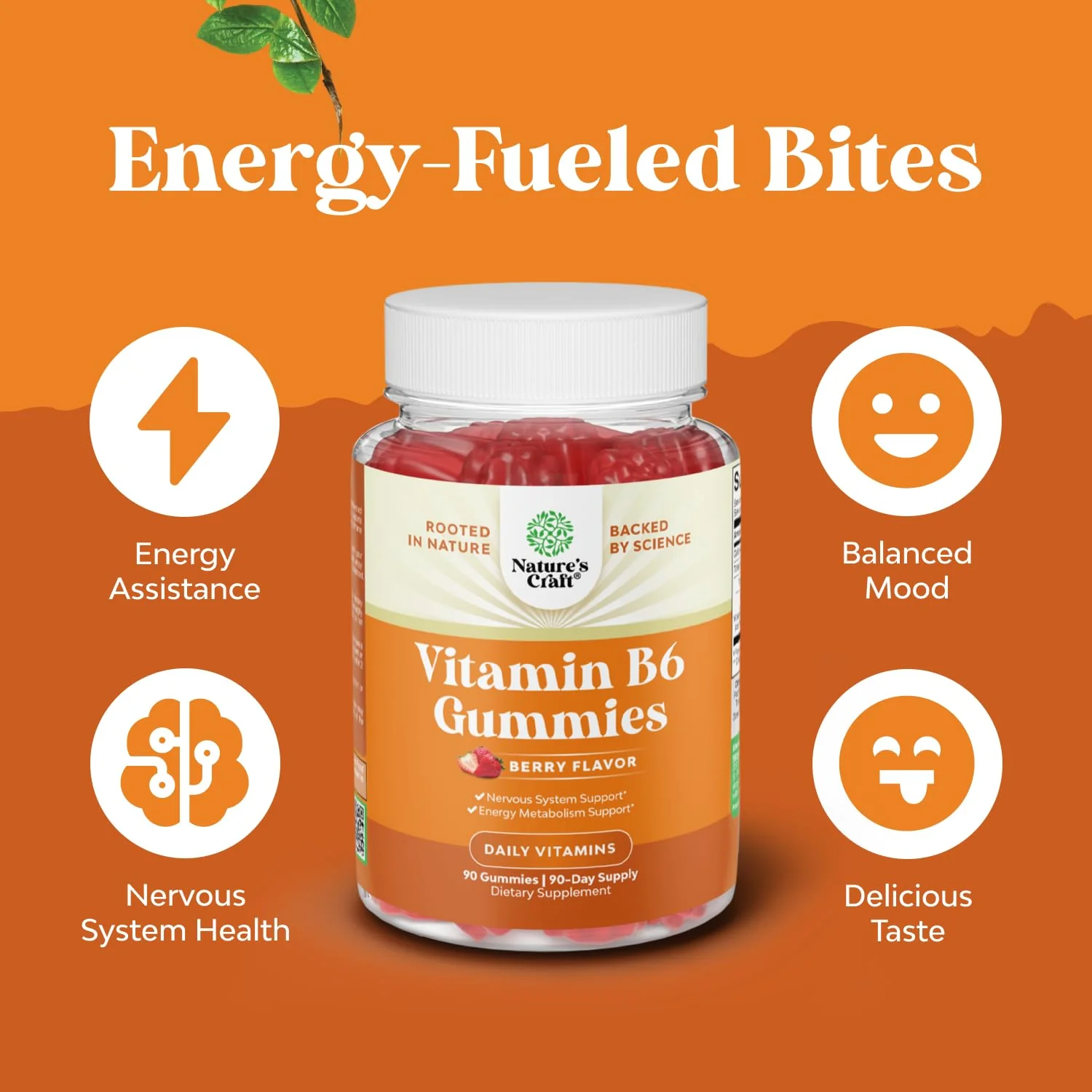 Potent Vitamin B6 Gummies for Adults - Vitamin B6 50mg Per Serving Gummy Vitamins for Women and Men for Immune Nerve and Mood Support - Vegan Kosher B6 Vitamins Gummies for Women and Men - 90 count - Image 5