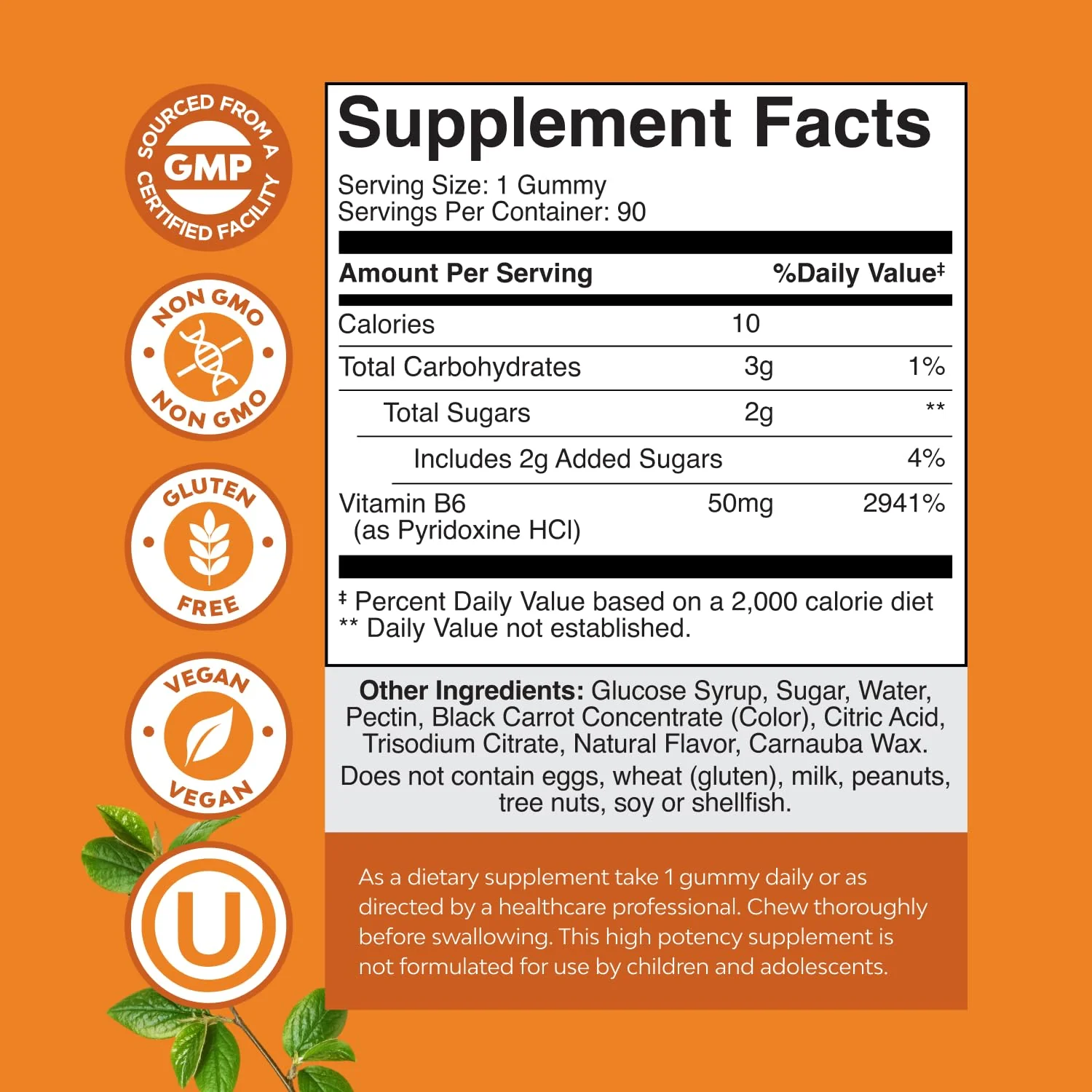 Potent Vitamin B6 Gummies for Adults - Vitamin B6 50mg Per Serving Gummy Vitamins for Women and Men for Immune Nerve and Mood Support - Vegan Kosher B6 Vitamins Gummies for Women and Men - 90 count - Image 8