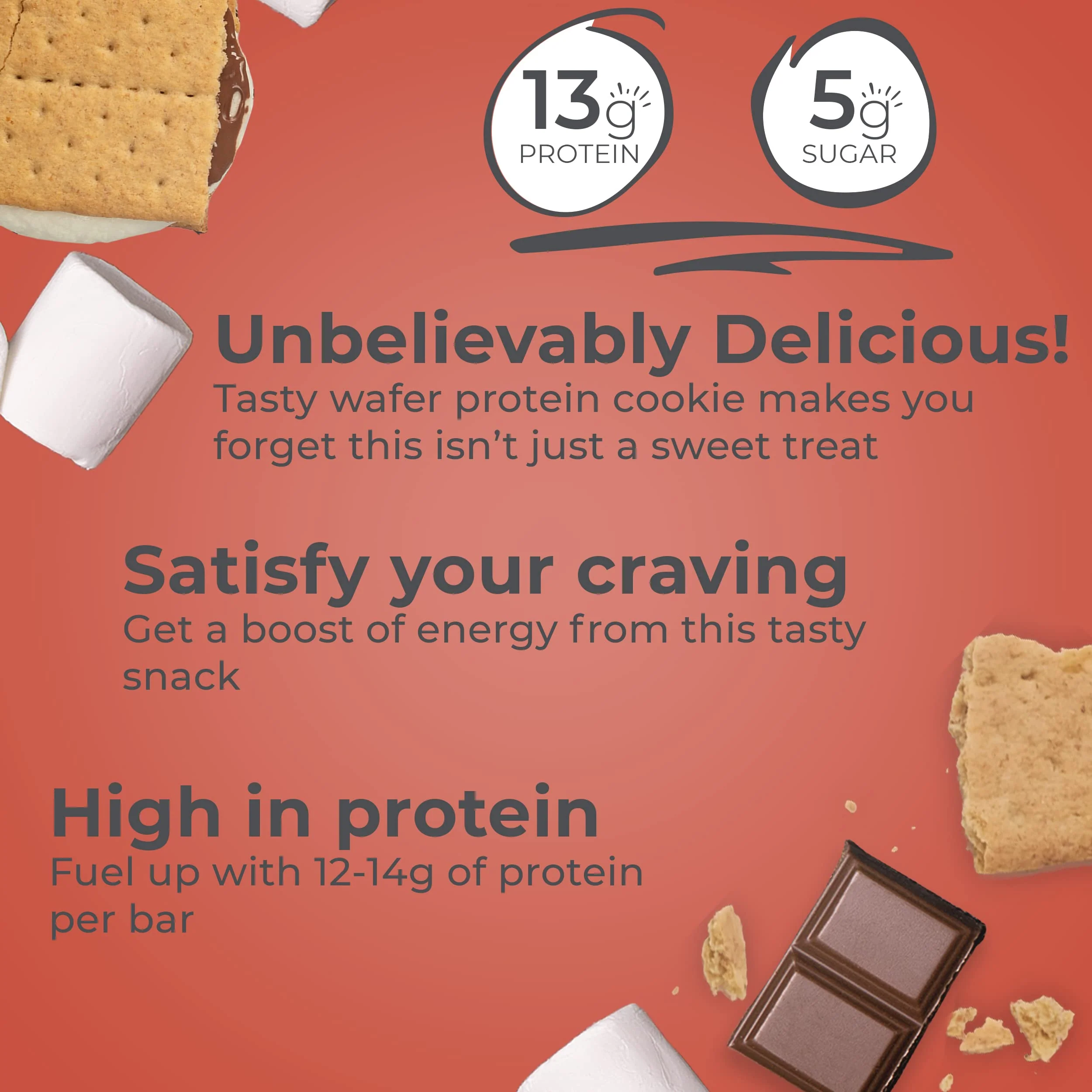 Power Crunch Protein Wafer Bars, High Protein Snacks with Delicious Taste, S'Mores, 1.4 Ounce (Pack of 24) - Image 2