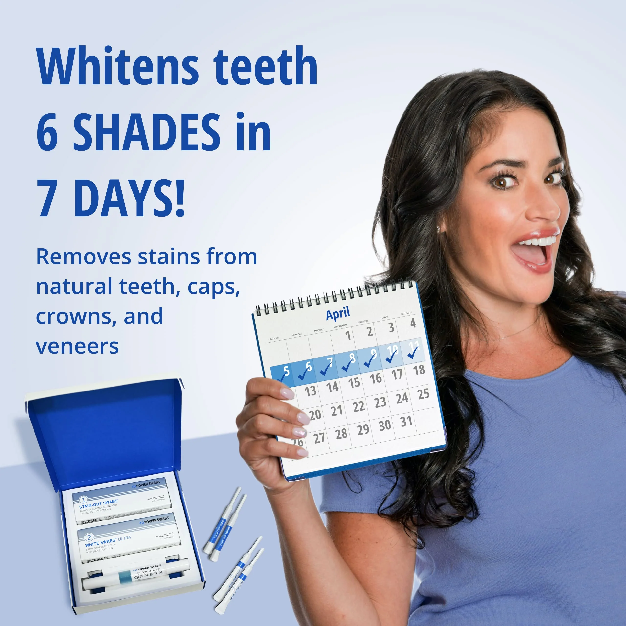 Power Swabs - 7 Day Professional Teeth Whitening Kit - for at Home Use - Easy 5 Minute Teeth Whitening - Dentist Formulated Teeth Whitening Swabs to Remove Stains - Image 3