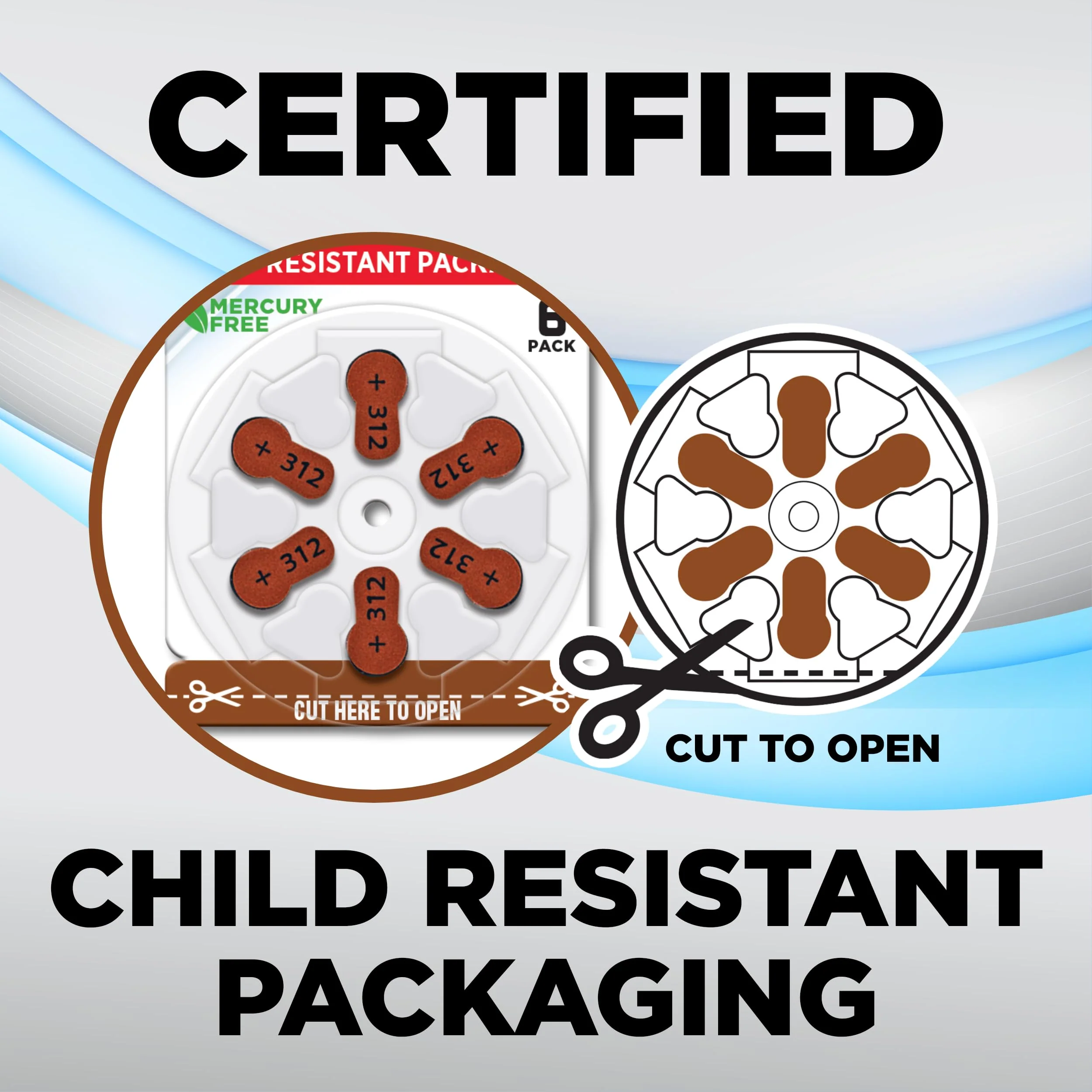 Powermax Size 312 Hearing Aid Batteries, 180 Count Long-Lasting Battery Pack, Brown Long Tab for Easy Change - Image 3