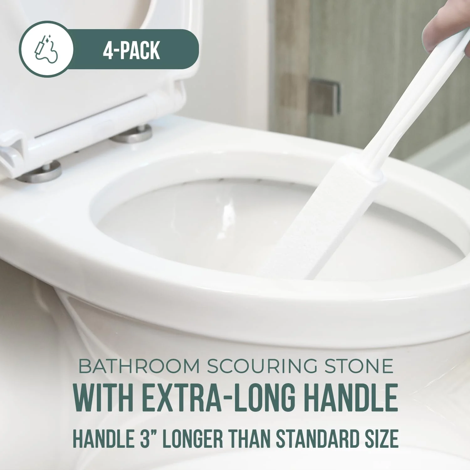 Powerstone Pumice Stone Toilet Bowl Cleaner with Extra Long Handle - 4 Pack | 3'' Longer Handle | Remove Hard Water Stains, Rings & Limescale from Toilets, Bathtubs, Sinks, Pools, BBQ - Image 6