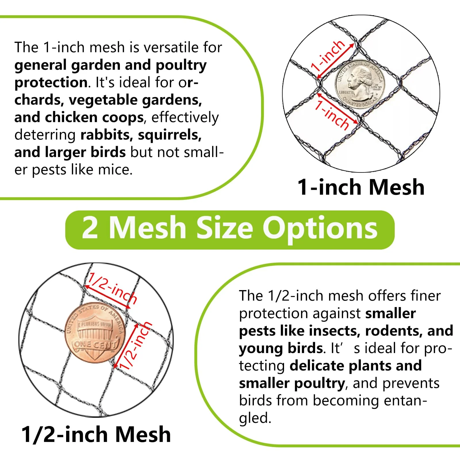 POYEE 30 x 30 FT Bird Netting for Garden Woven Mesh Garden Netting for Plants, Vegetable, Fruit Trees, Blueberry Bushes, Strawberries Against Birds, Deer, Squirrels and Other Animals - Image 2