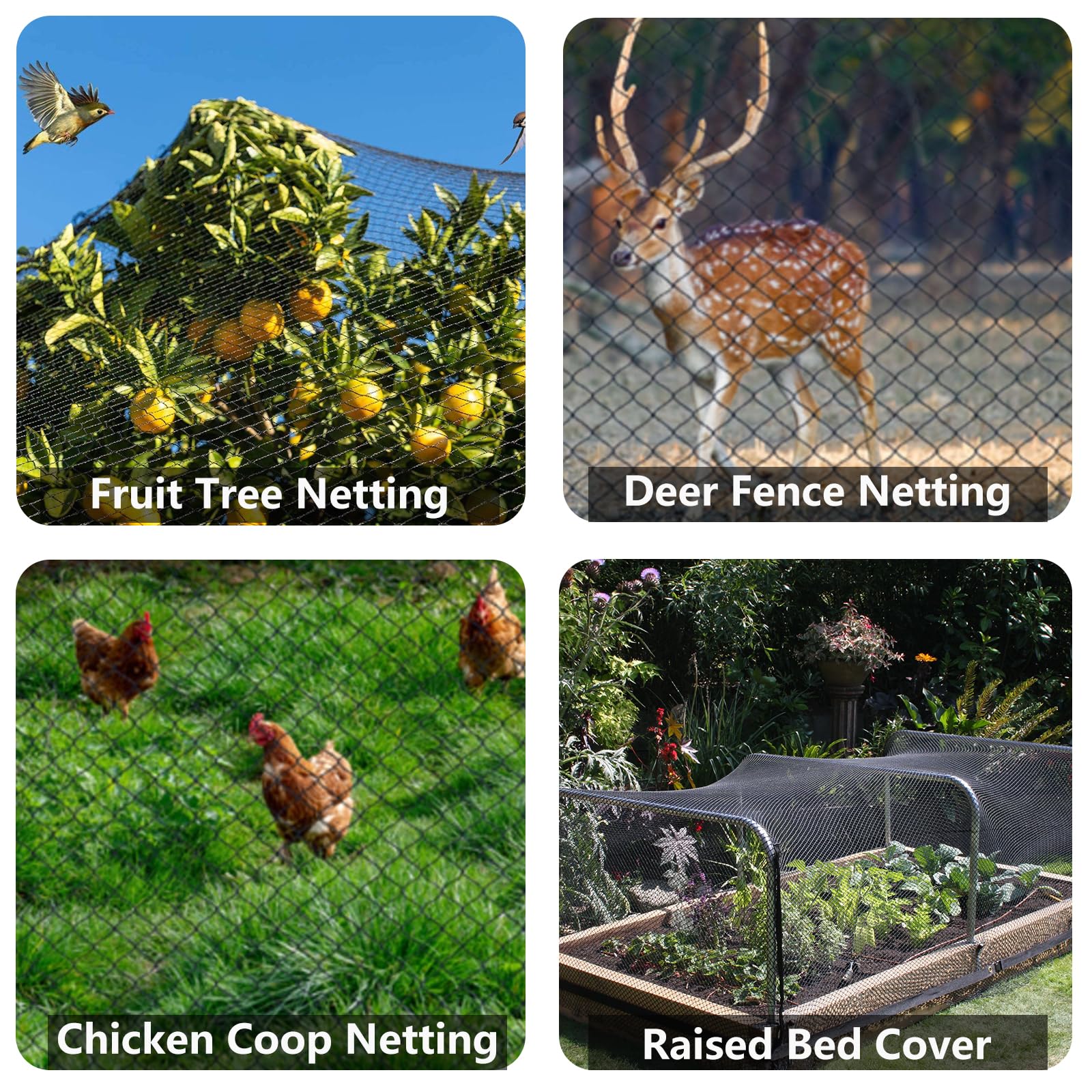 POYEE 30 x 30 FT Bird Netting for Garden Woven Mesh Garden Netting for Plants, Vegetable, Fruit Trees, Blueberry Bushes, Strawberries Against Birds, Deer, Squirrels and Other Animals - Image 4