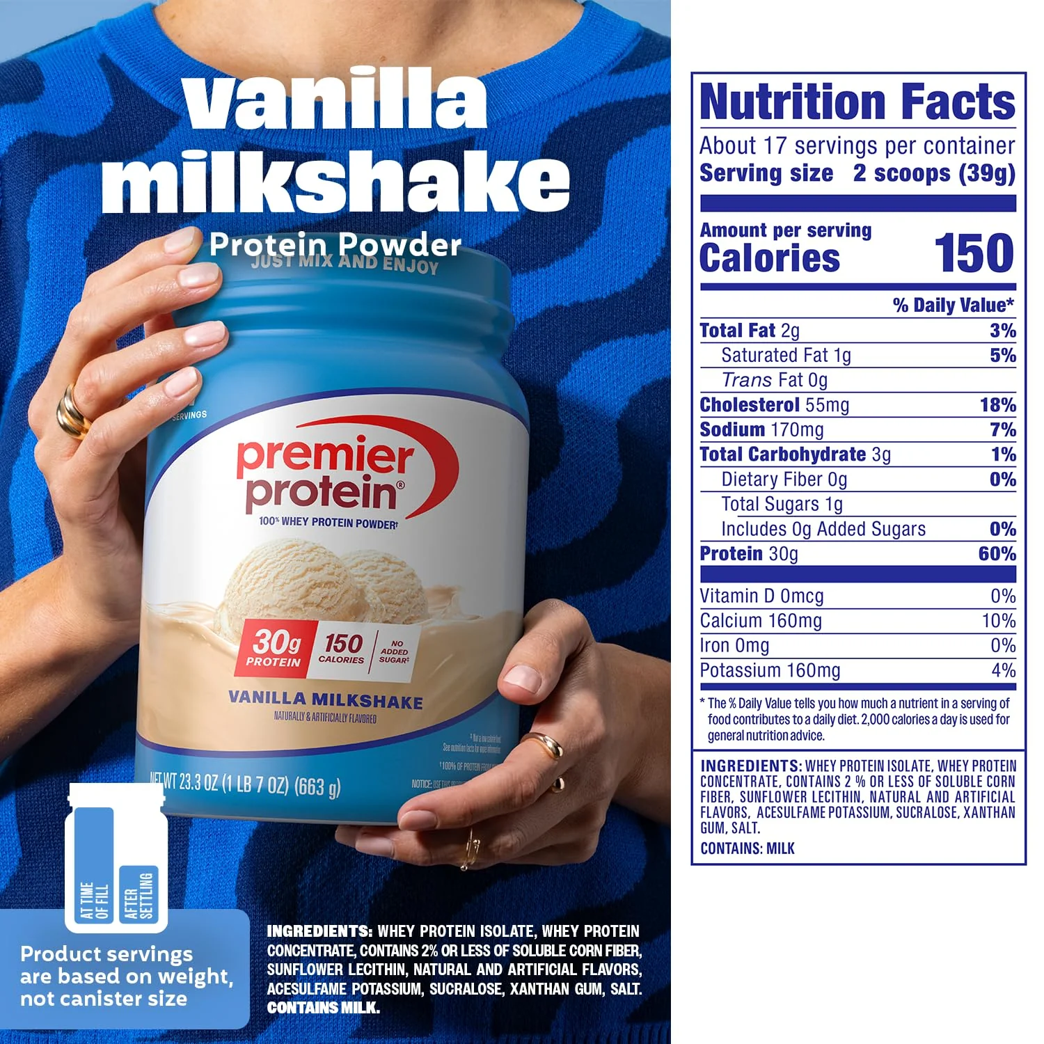 Premier Protein Powder, Vanilla Milkshake, 30g Protein, 1g Sugar, 100% Whey Protein, Keto Friendly, No Soy, Gluten Free, 23.3 oz (17 Servings) - Image 6