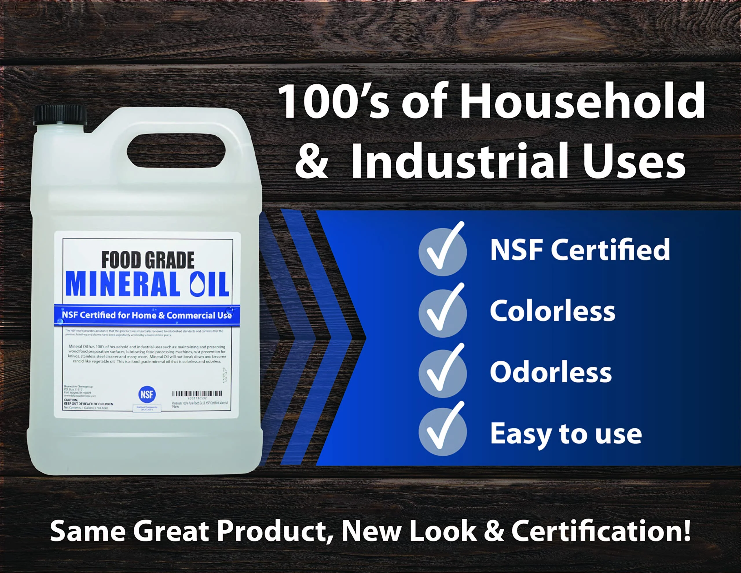 Premium 100% Pure Food Grade Mineral Oil USP, 4 Pack of Gallons, Food Safe Butcher Block and Cutting Board Oil, NSF Certified Material - Image 7