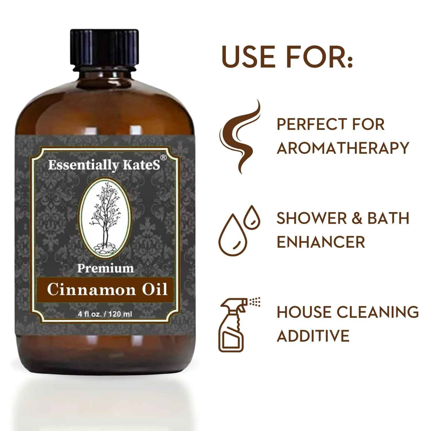 Premium Cinnamon Oil 4 Fl Oz with Huge Dropper and Sprayer - 100% Pure, Natural & Therapeutic - Cleaning, DIY Soap, Diffuser, Aromatherapy, Garden and Kitchen - Indoor and Outdoor - Image 4