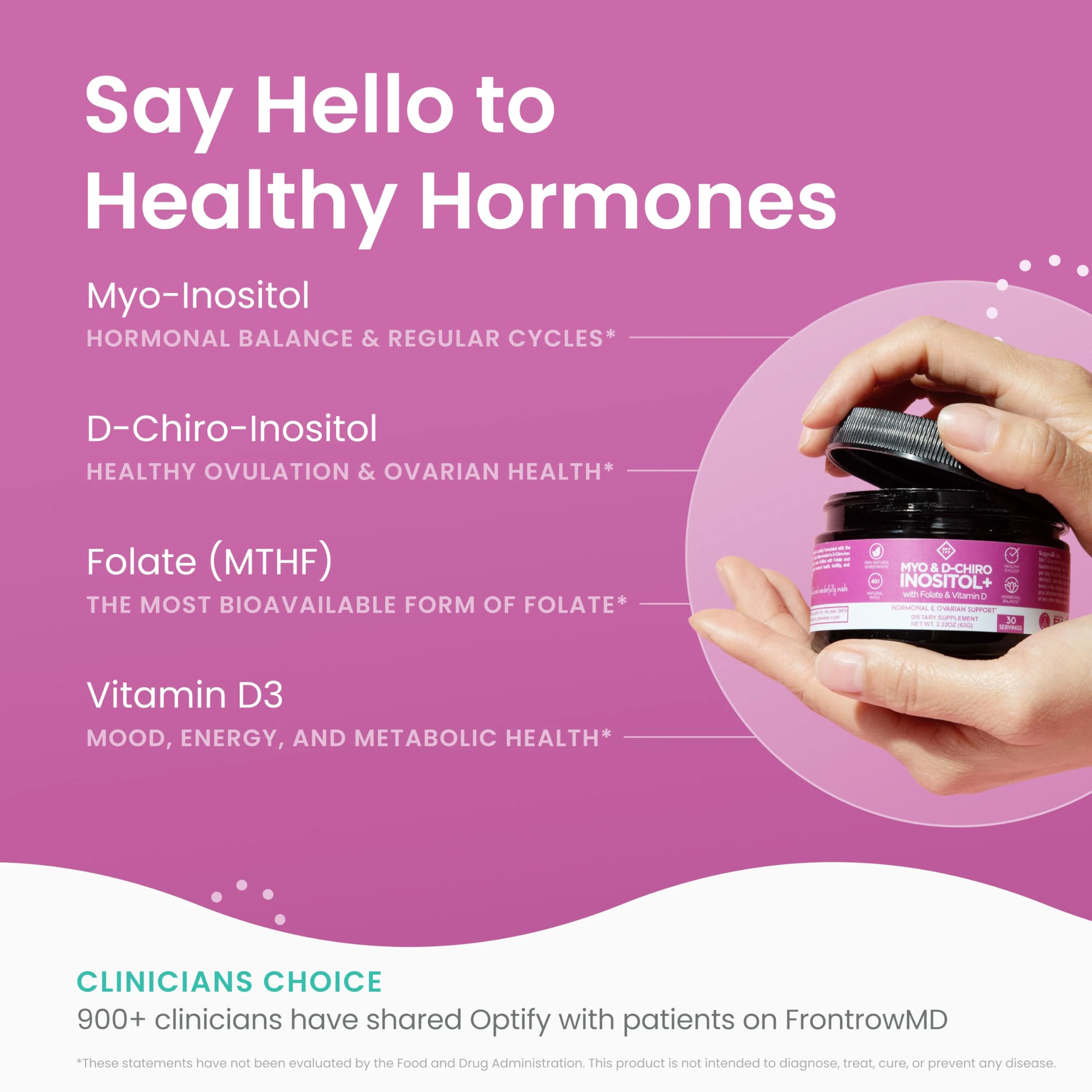 Premium Inositol Supplement - Myo-Inositol and D-Chiro Inositol Powder Plus Folate and Vitamin D - Ideal 40:1 Ratio - Hormone Balance & Healthy Ovarian Support for Women - Vitamin B8 - 30 Day Supply - Image 7