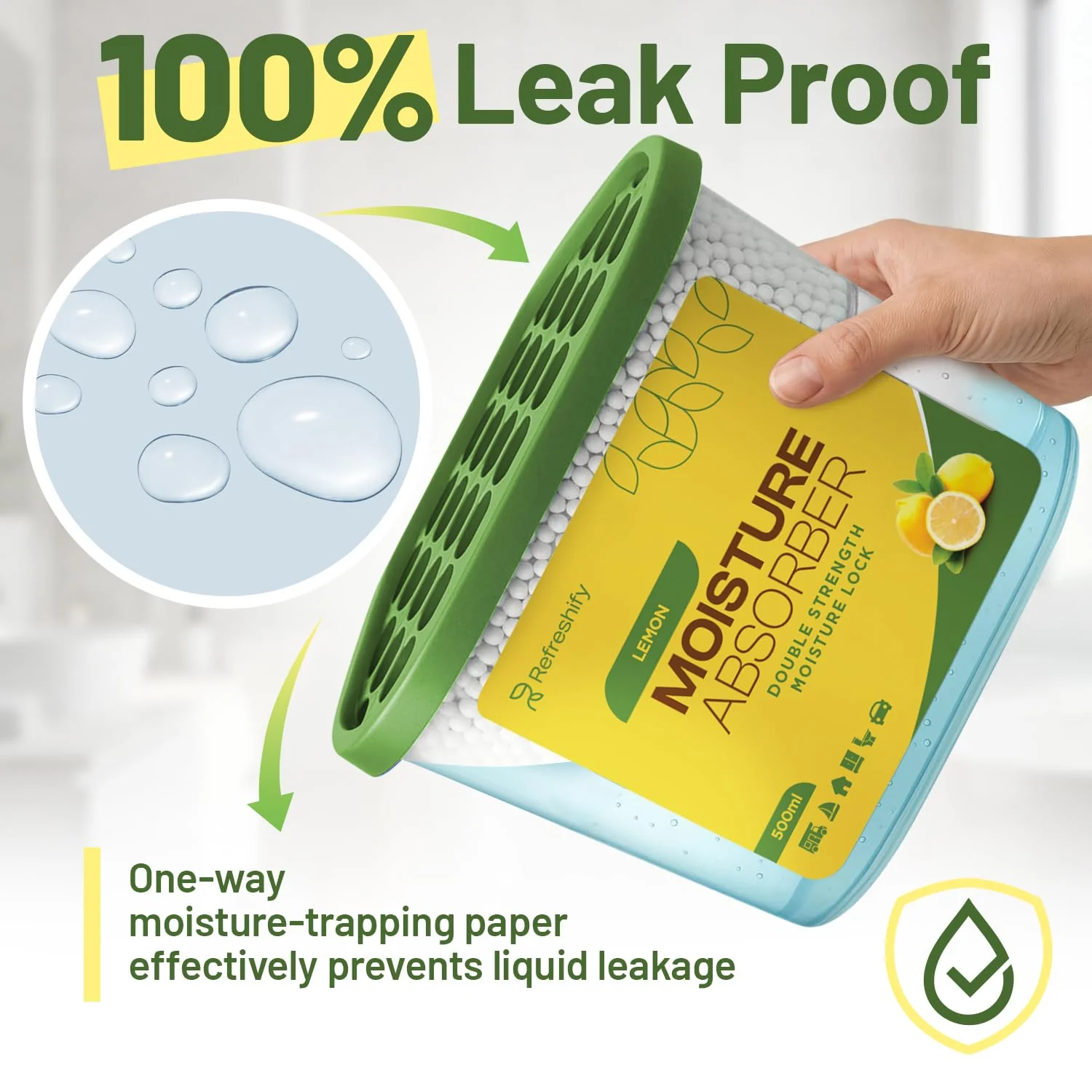 Premium Moisture Absorbers and Dehumidifier Tubs – High-Efficiency Closet Dehumidifier and Dehumidifier for Car, Odor Control Lemon Scent, 6 Pack, 7.5 Oz - Image 7