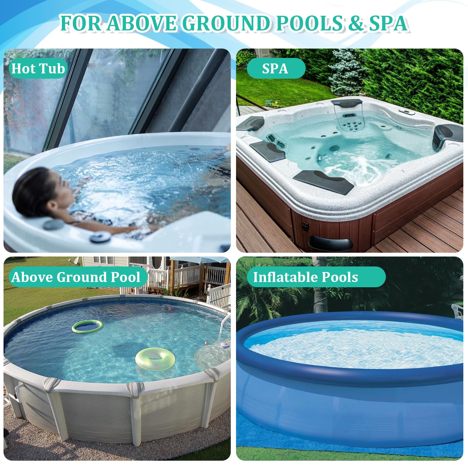 Premium Pool Vacuum Jet Underwater Cleaner, 3 Scrub Brushes, 2 Fine Mesh Bags, 6 Section Telescopic Pole of 56.5" and Handle - for Above Ground Pools,Spas & Ponds - Image 2