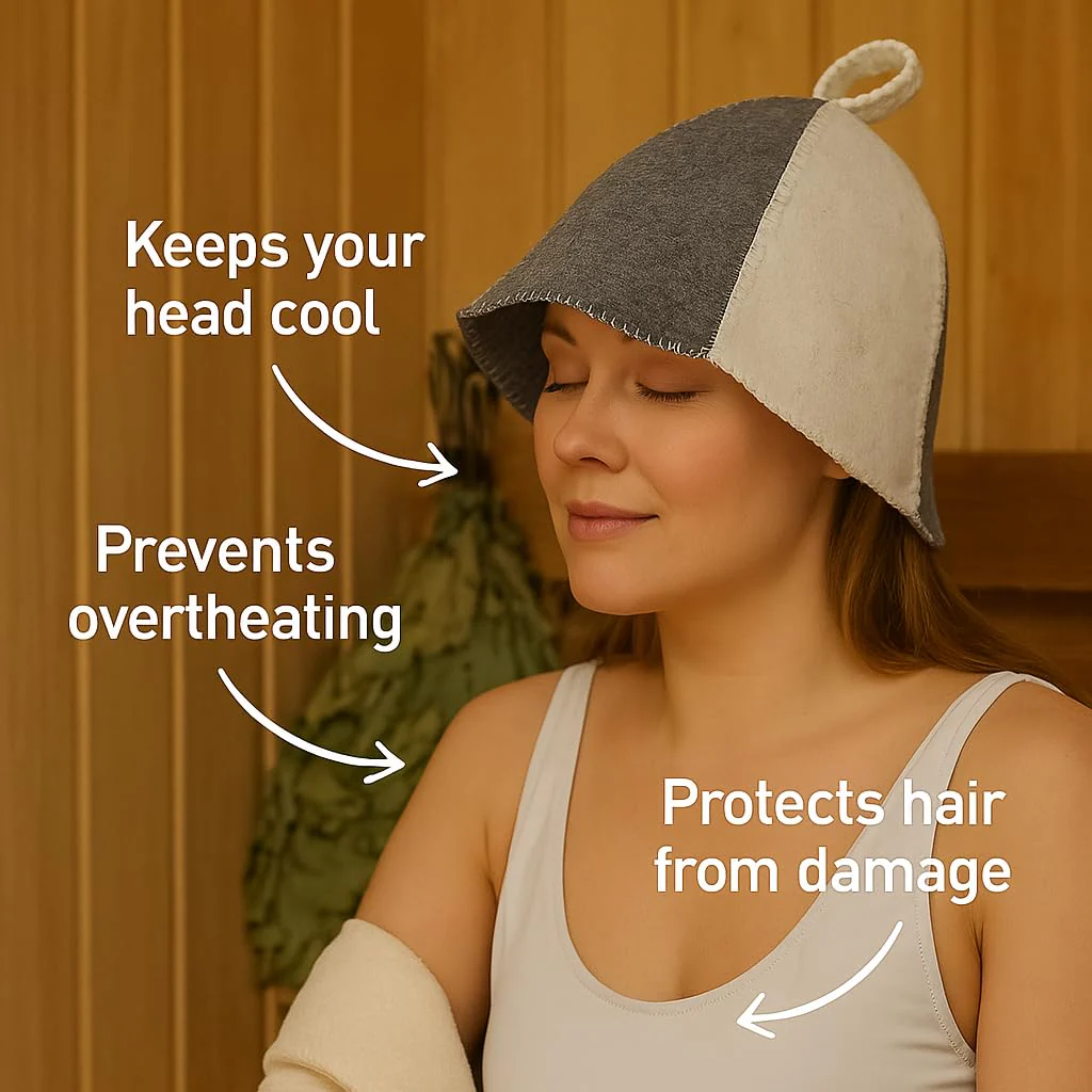 Premium Sauna Hat – 100% Natural Wool, Handmade Sauna Headwear for Men and Women – Eco-Friendly, Breathable, Insulating Hat for Sauna, Steam Room, Banya, and Bathhouse – One Size Fits All, White-Grey - Image 6