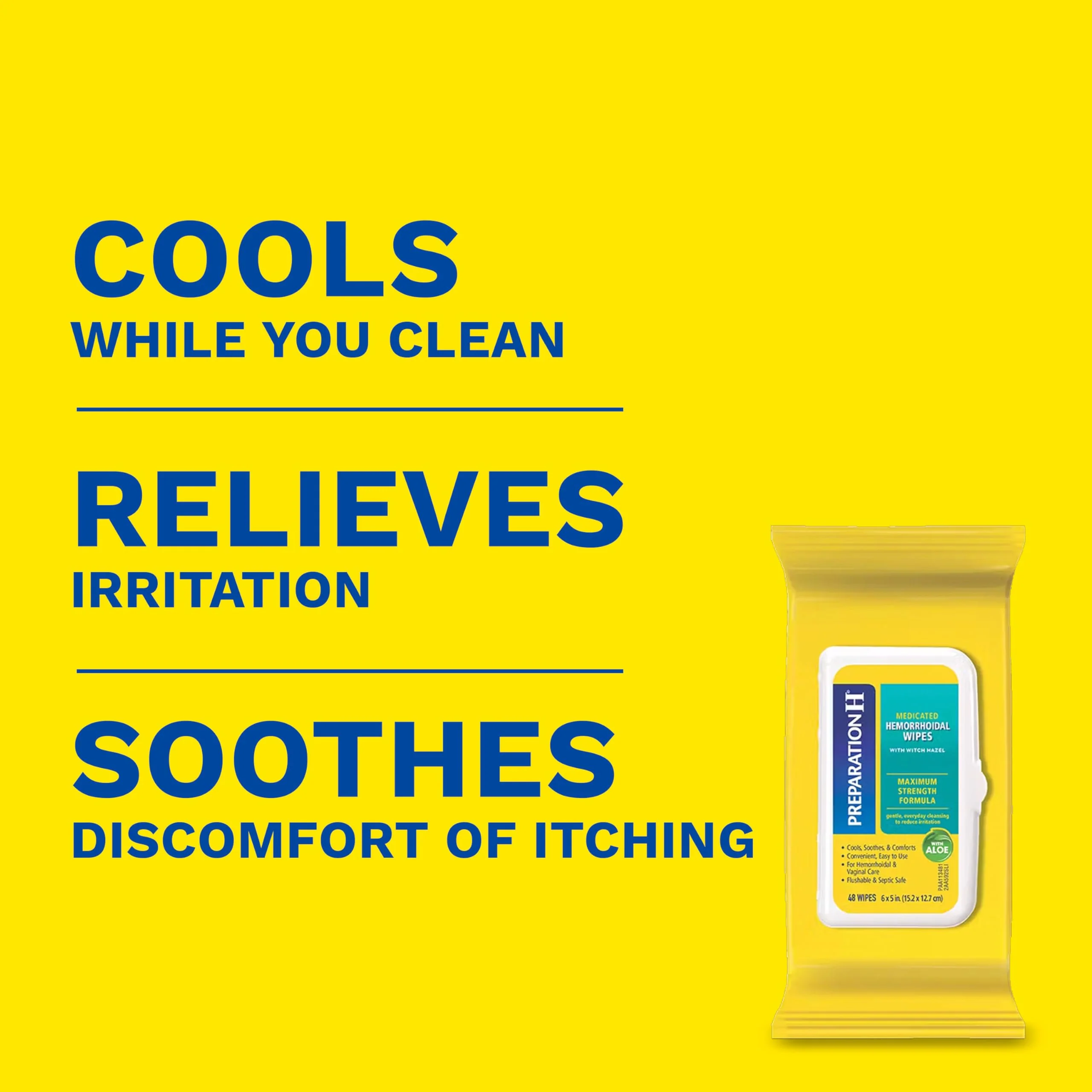 Preparation H Hemorrhoid Flushable Wipes with Witch Hazel for Skin Irritation Relief - 48 Count - Image 2